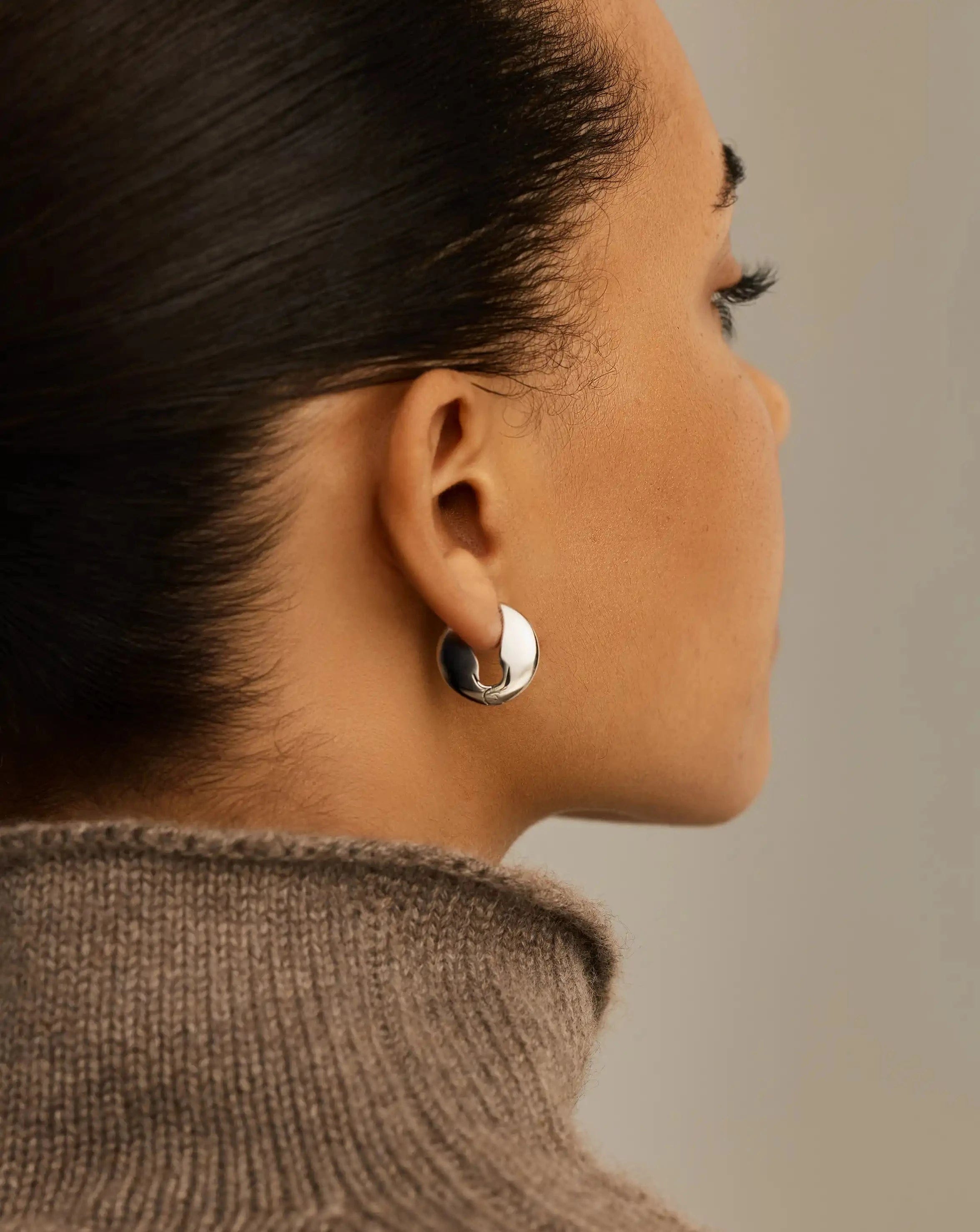 Missoma Pebble Hinged Hoop Earrings | Platinum Plated