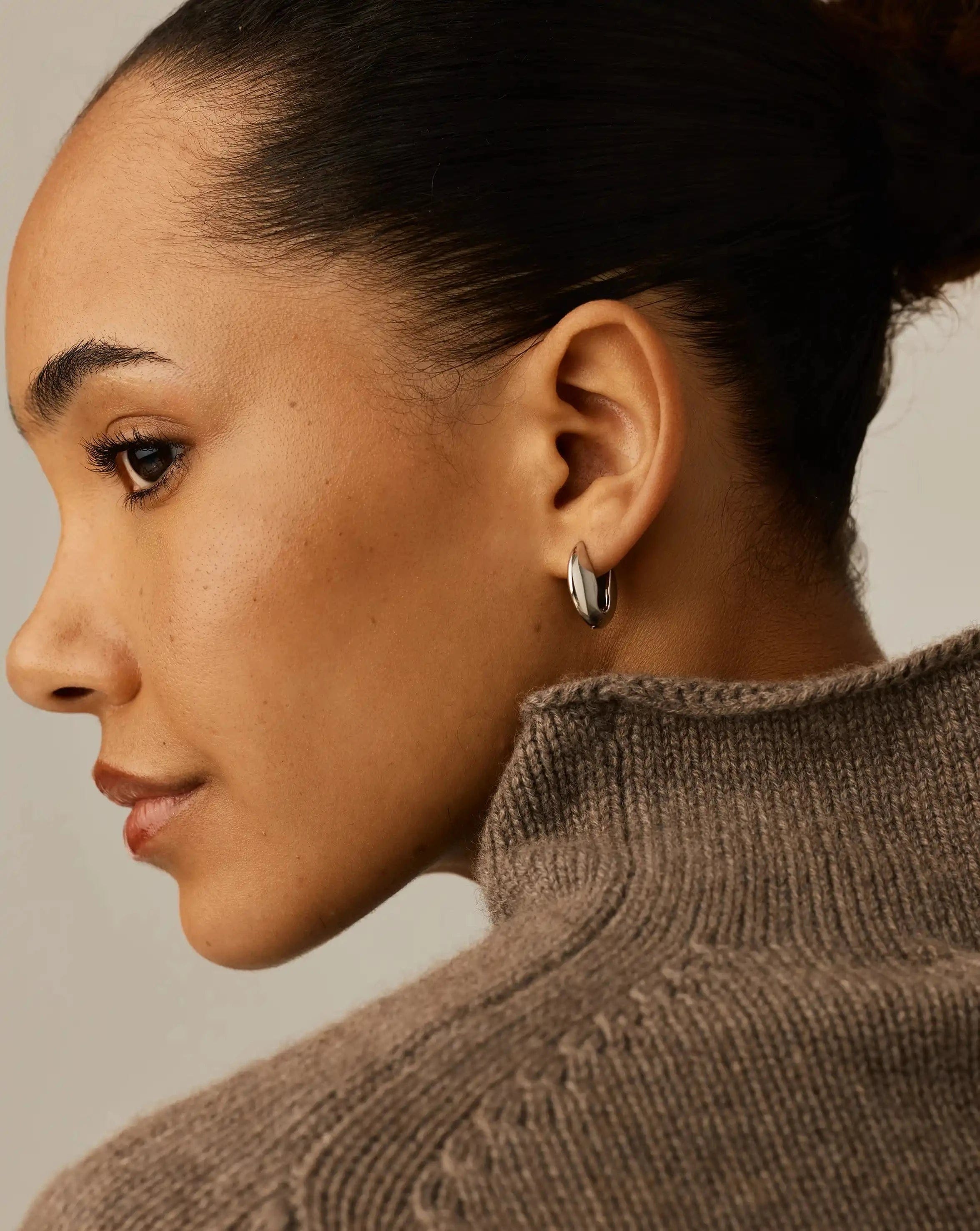 Missoma Pebble Hinged Hoop Earrings | Platinum Plated