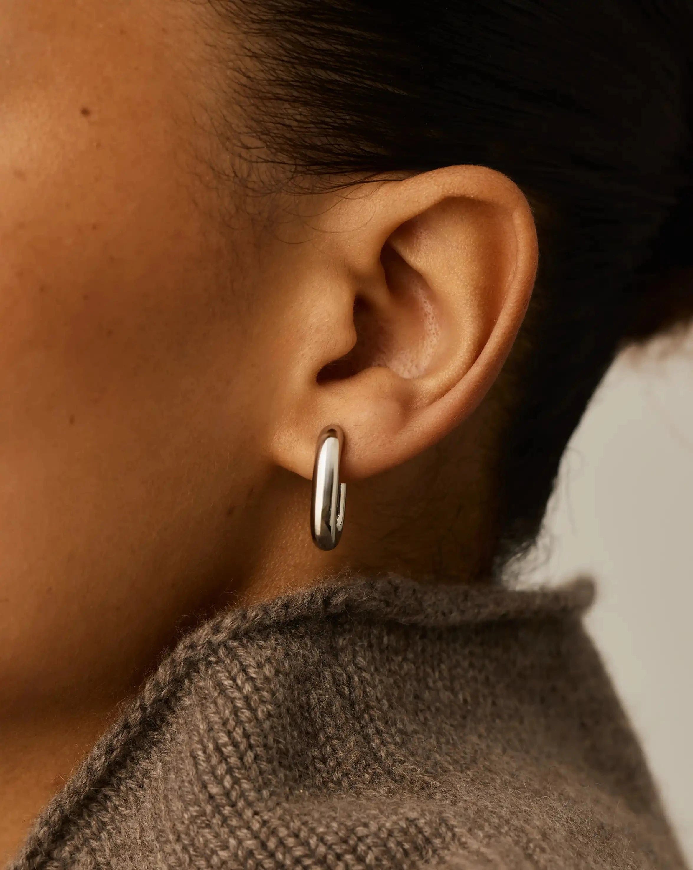 Missoma Chubby Oval Small Hoop Earrings | Platinum Plated