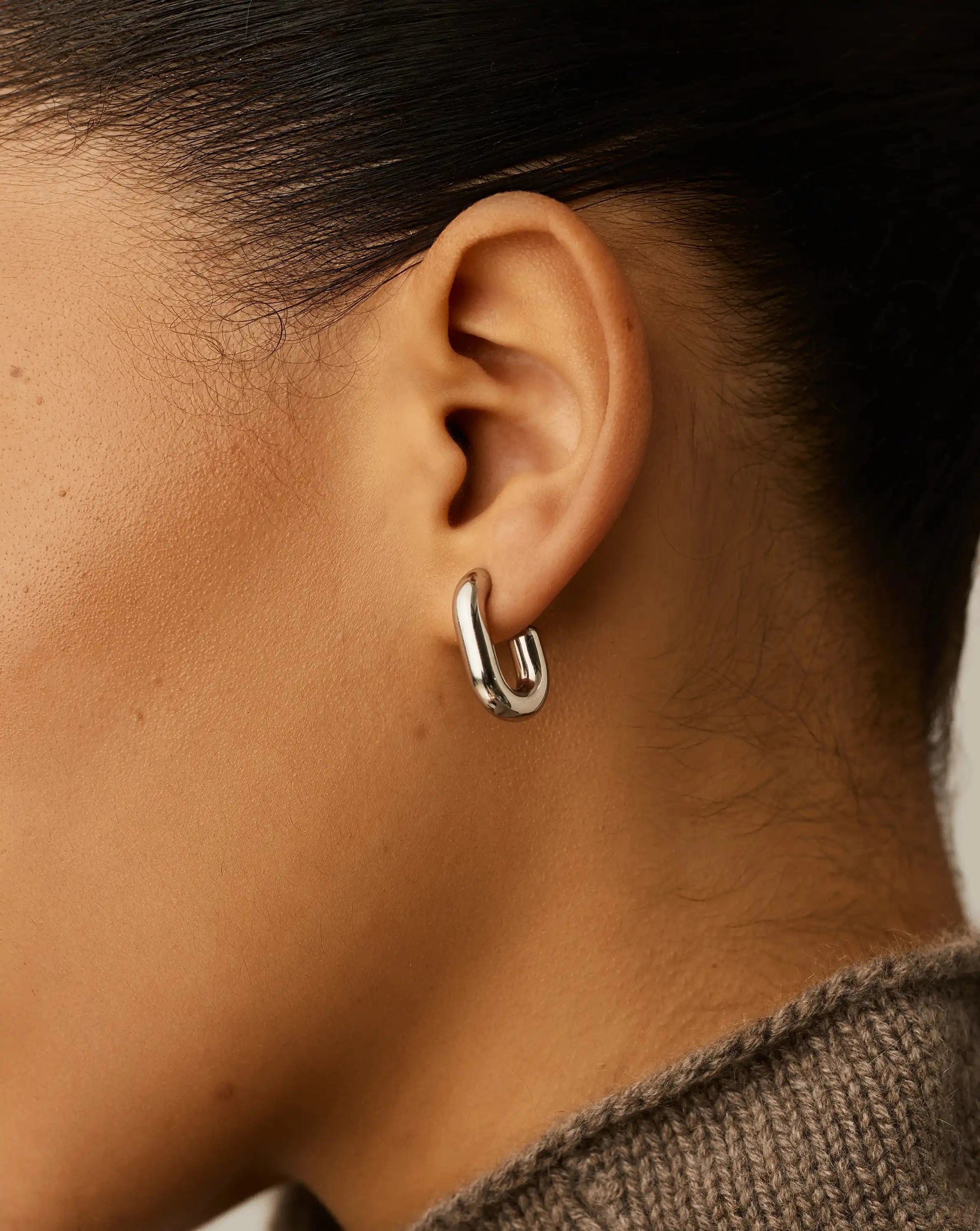 Missoma Chubby Oval Small Hoop Earrings | Platinum Plated