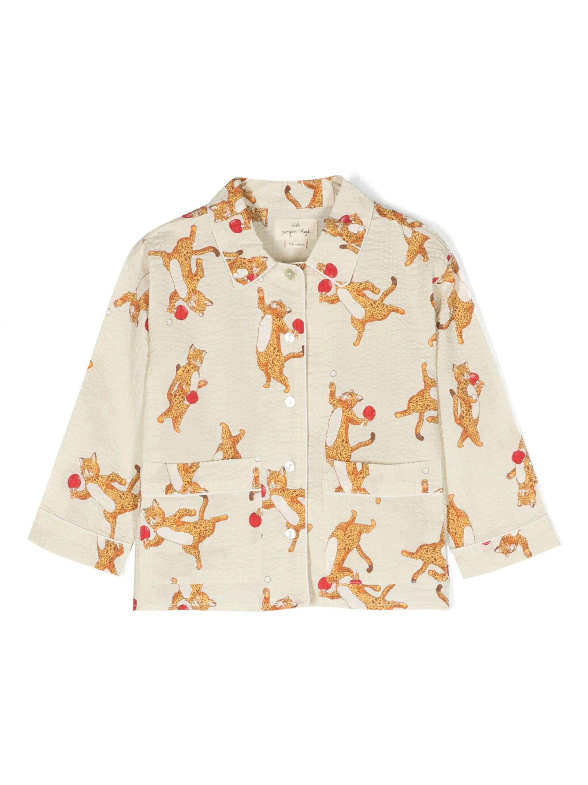 Konges Slã¸jd cat - print seersucker shirt