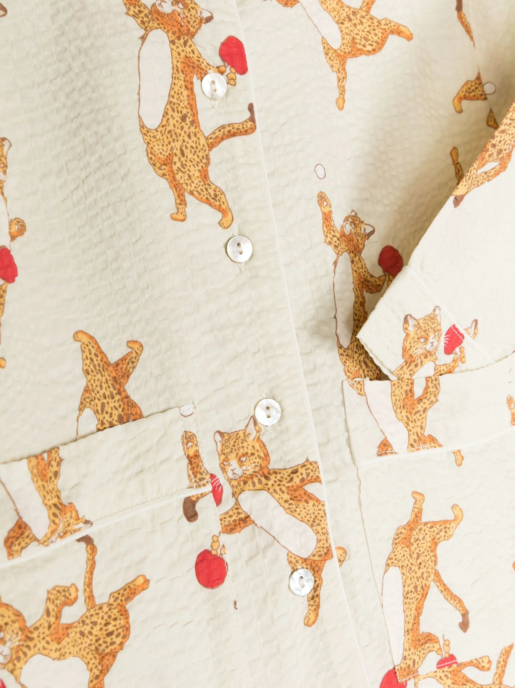 Konges Slã¸jd cat - print seersucker shirt