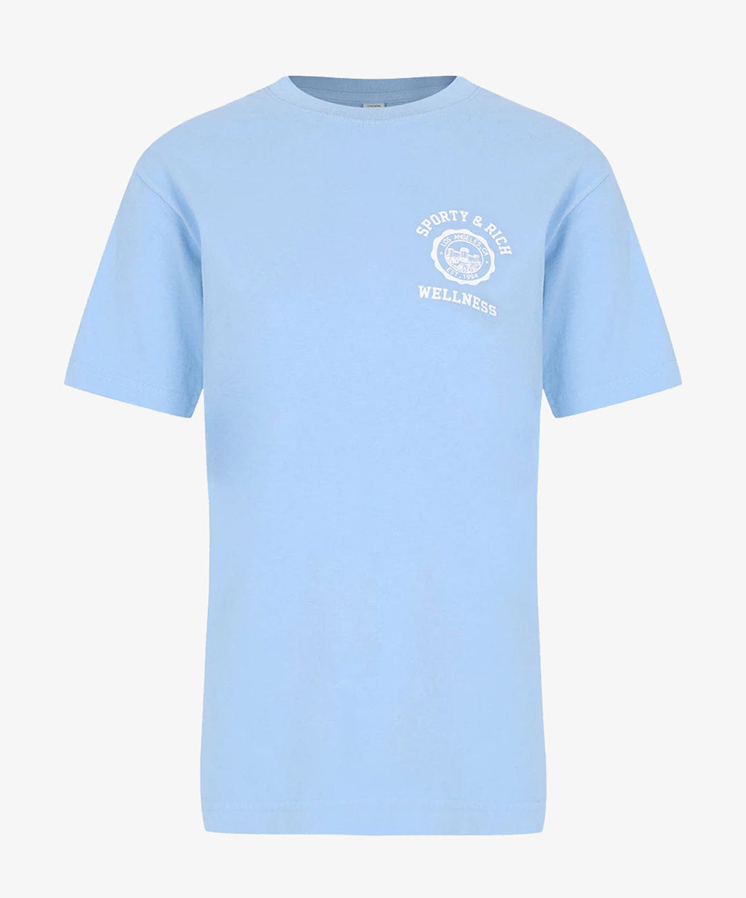 SPORTY & RICH | EMBLEM T - SHIRT { SKY BLUE/WHITE