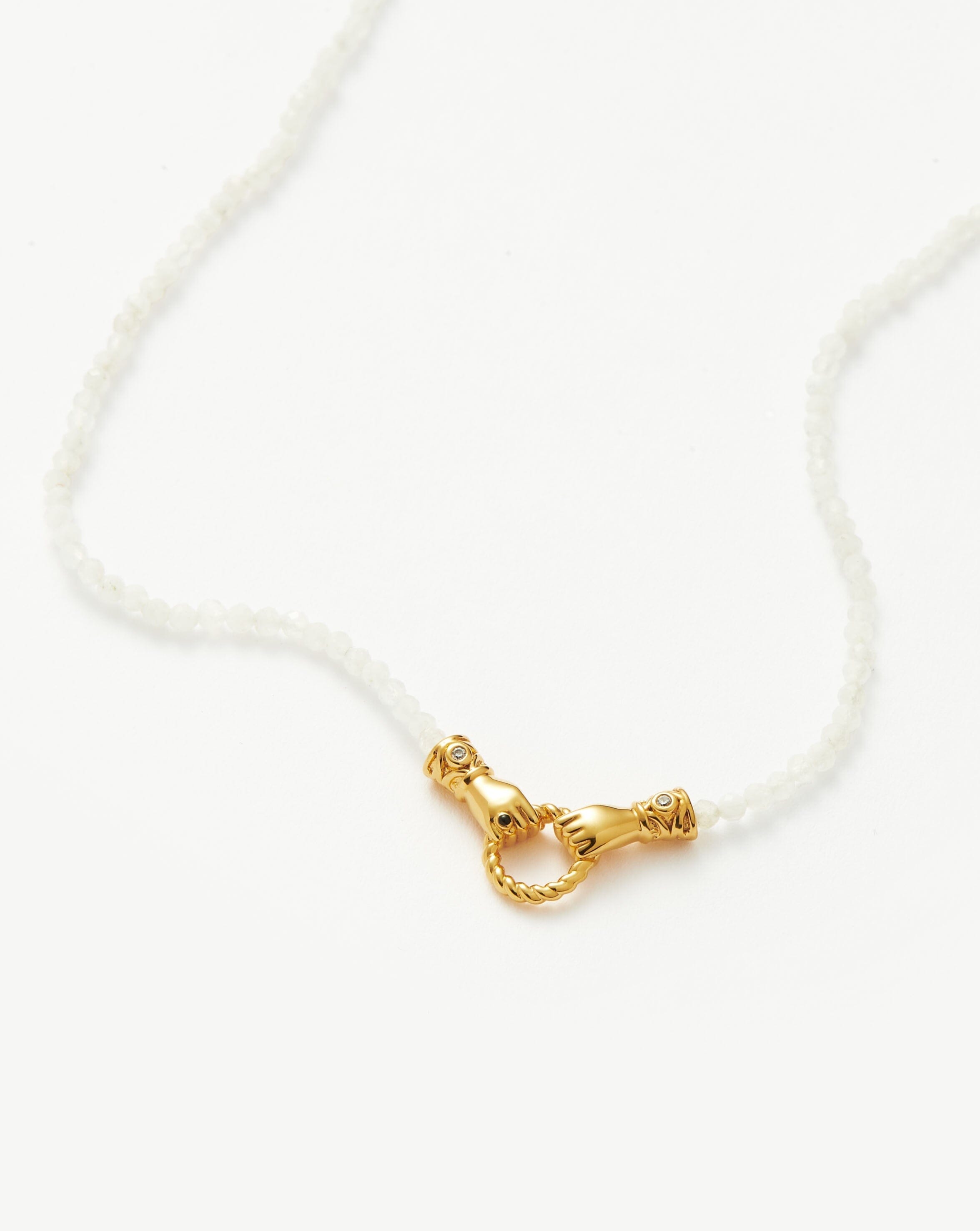 Missoma Harris Reed In Good Hands Mini Beaded Gemstone Necklace | 18ct Gold Plated/Rainbow Moonstone