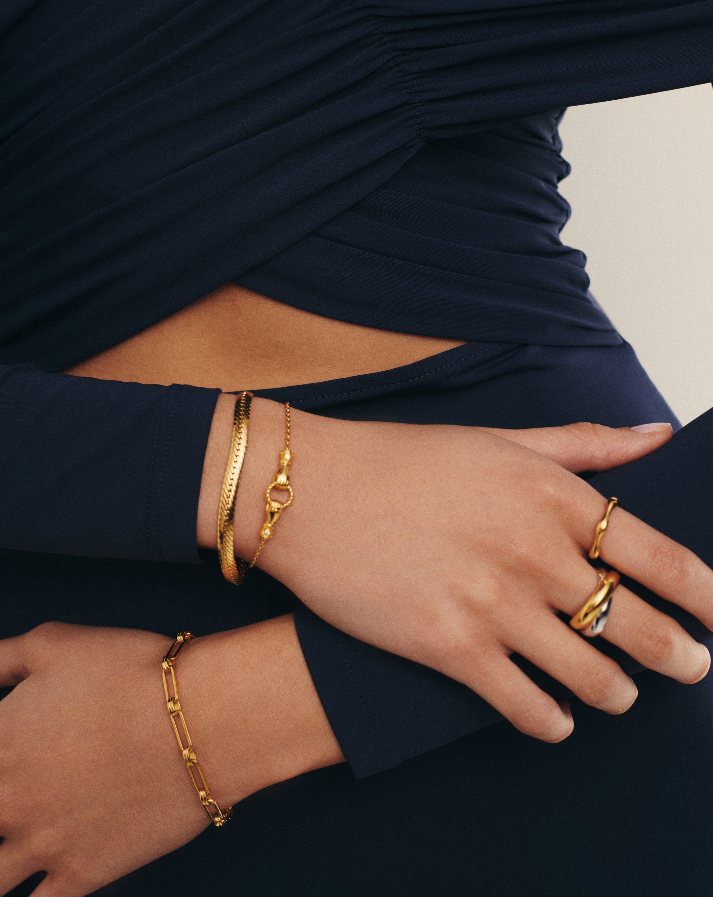 Missoma Harris Reed In Good Hands Slider Bracelet | 18ct Gold Plated/Cubic Zirconia