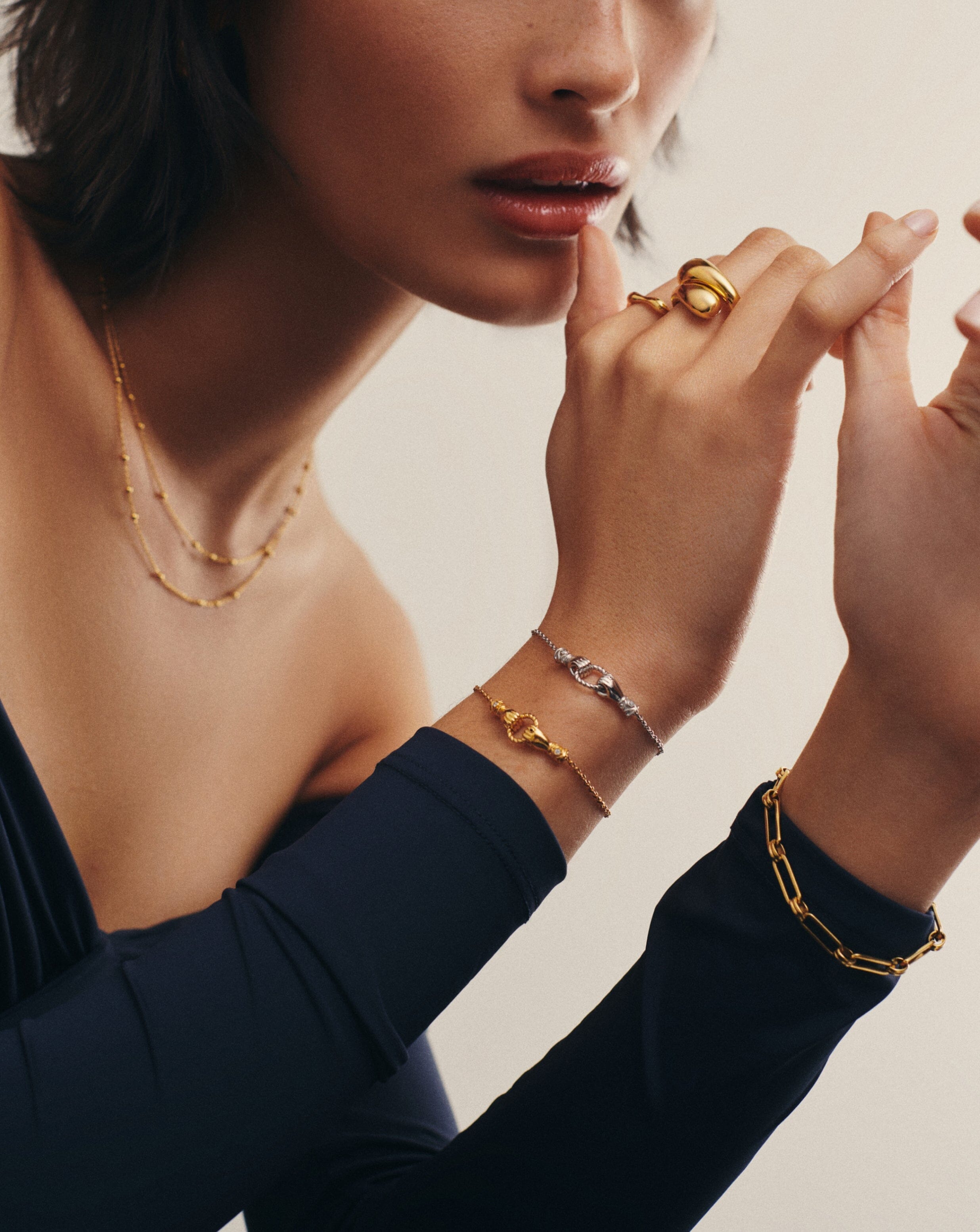 Missoma Harris Reed In Good Hands Slider Bracelet | 18ct Gold Plated/Cubic Zirconia