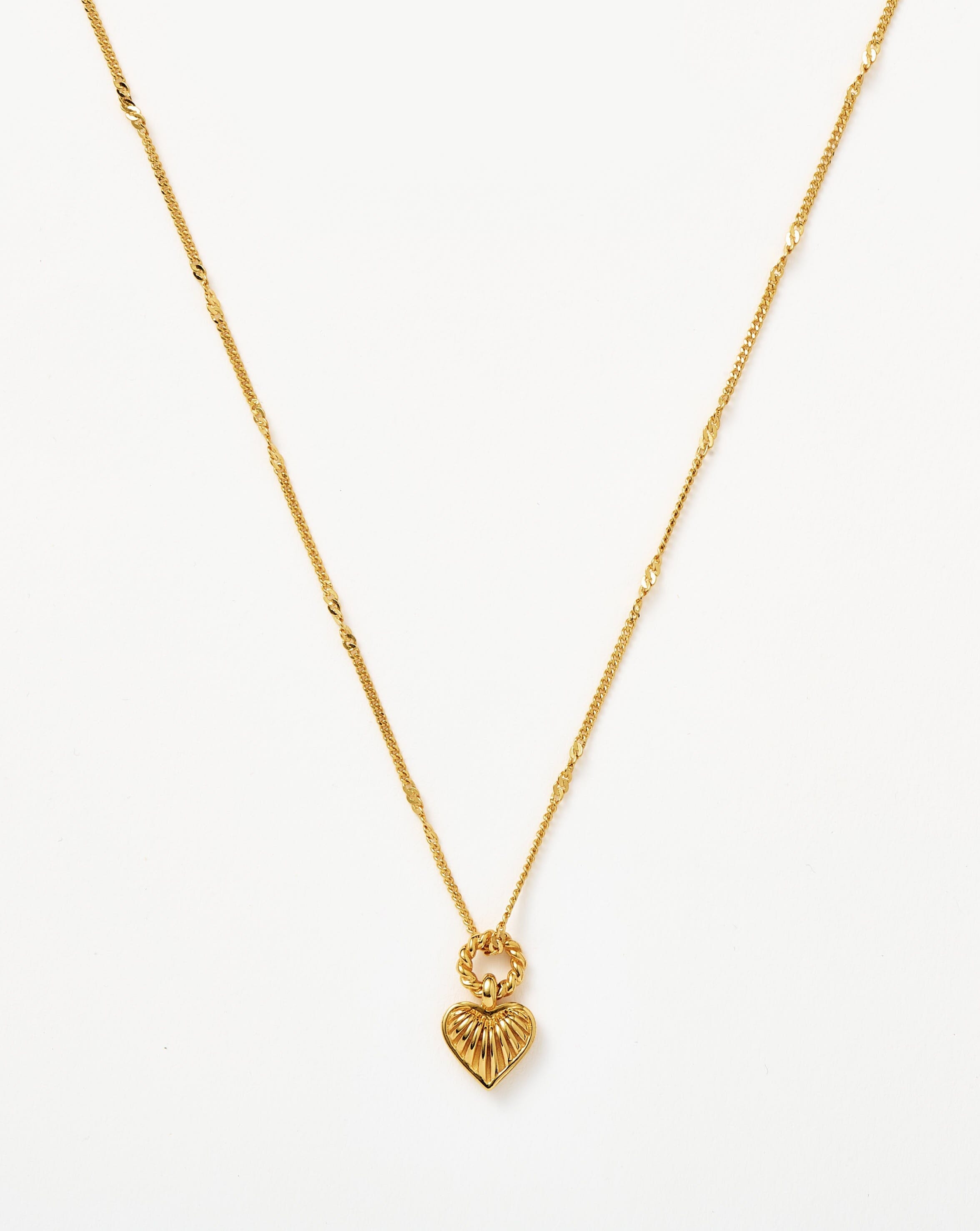 Missoma Mini Ridge Heart Charm Pendant Necklace | 18ct Gold Plated