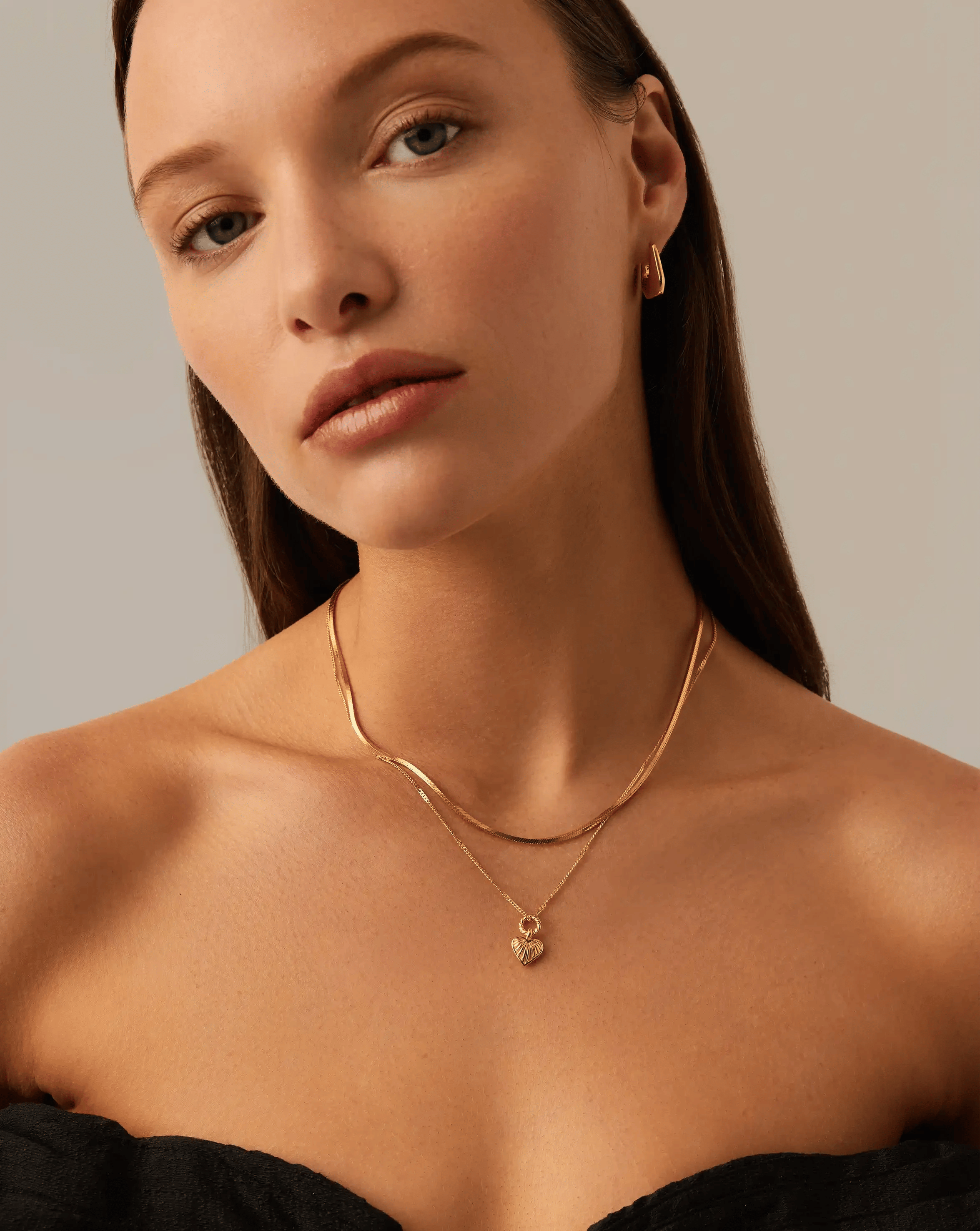 Missoma Mini Ridge Heart Charm Pendant Necklace | 18ct Gold Plated