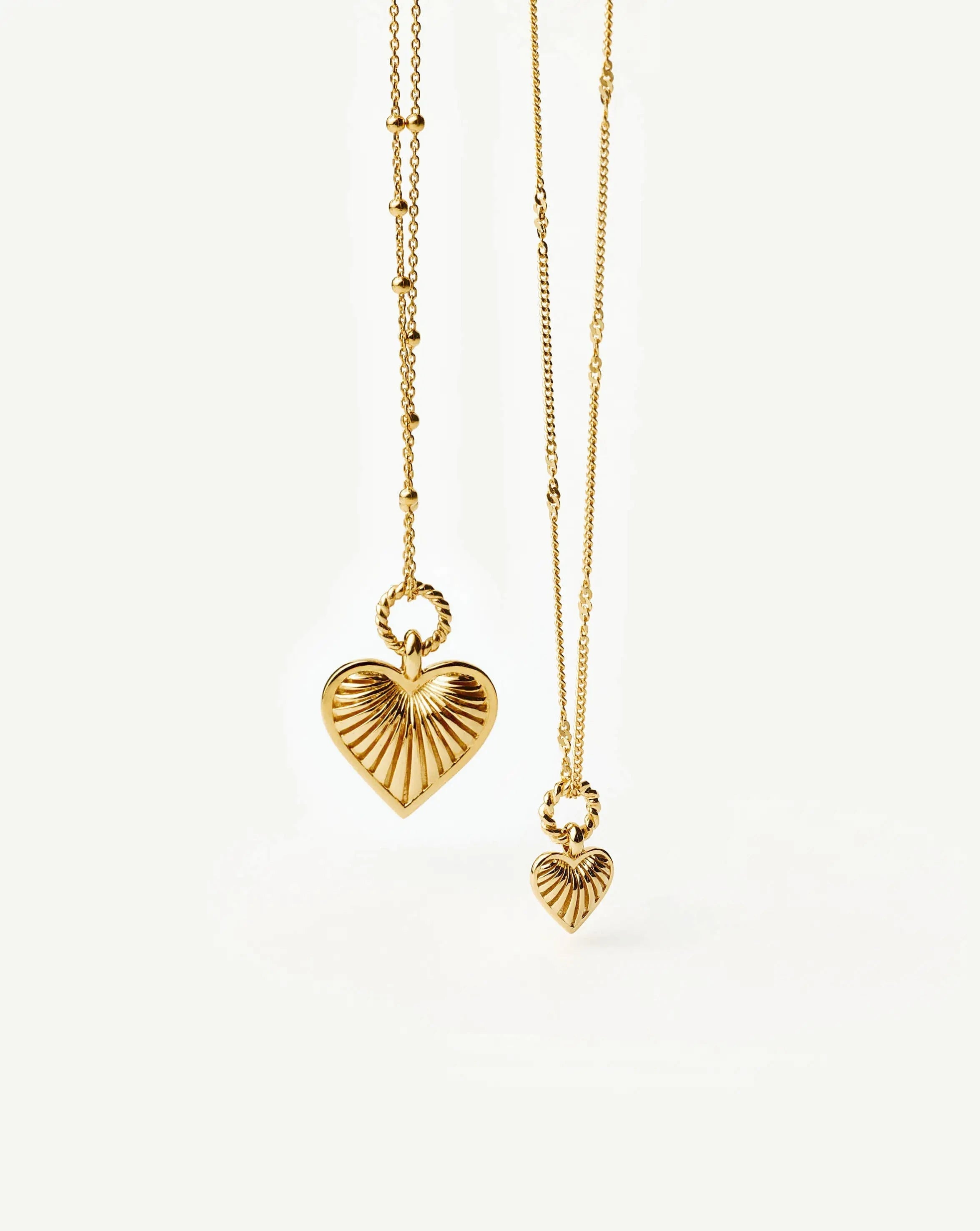 Missoma Mini Ridge Heart Charm Pendant Necklace | 18ct Gold Plated
