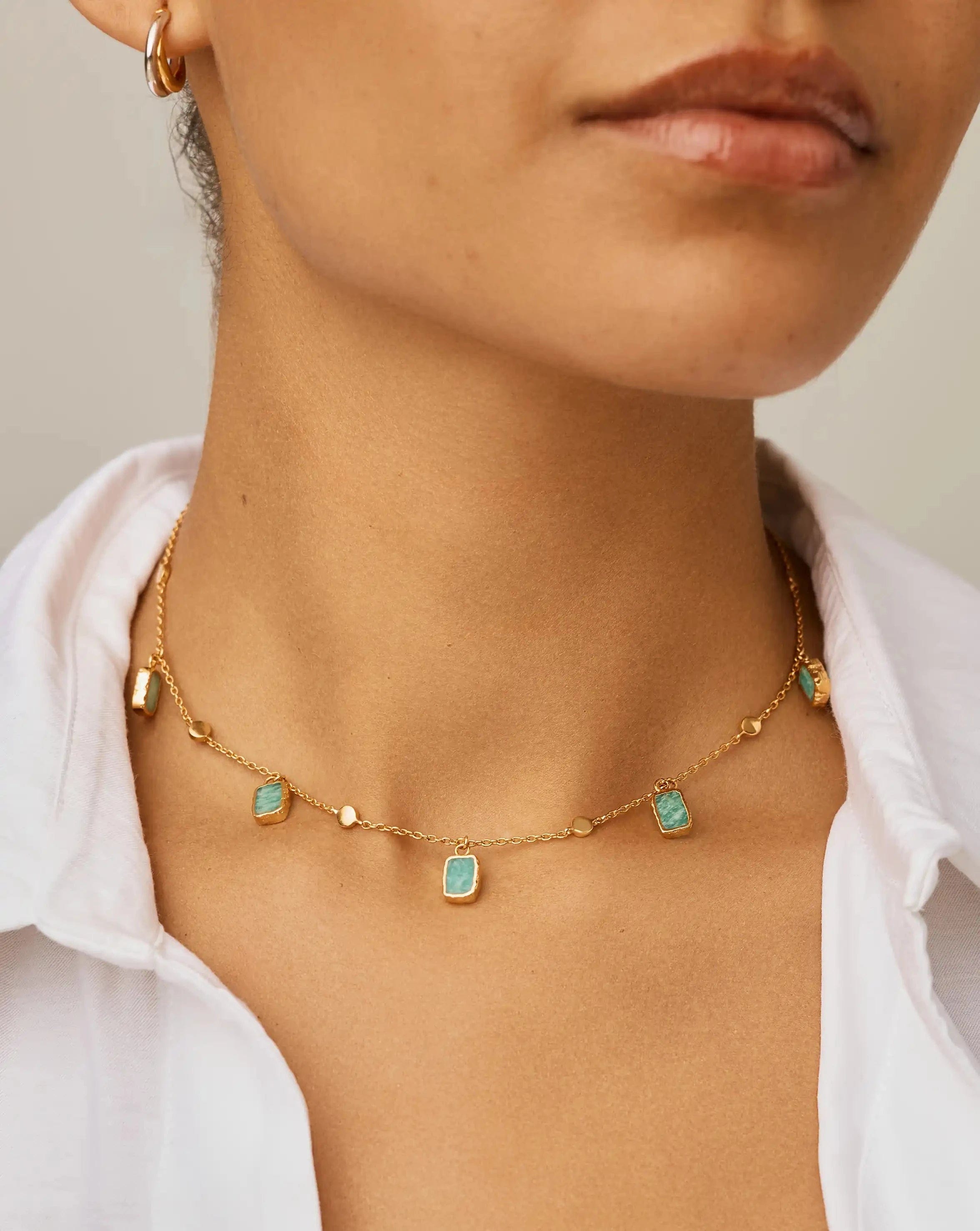 Missoma Lena Charm Choker | 18ct Gold Plated/Amazonite