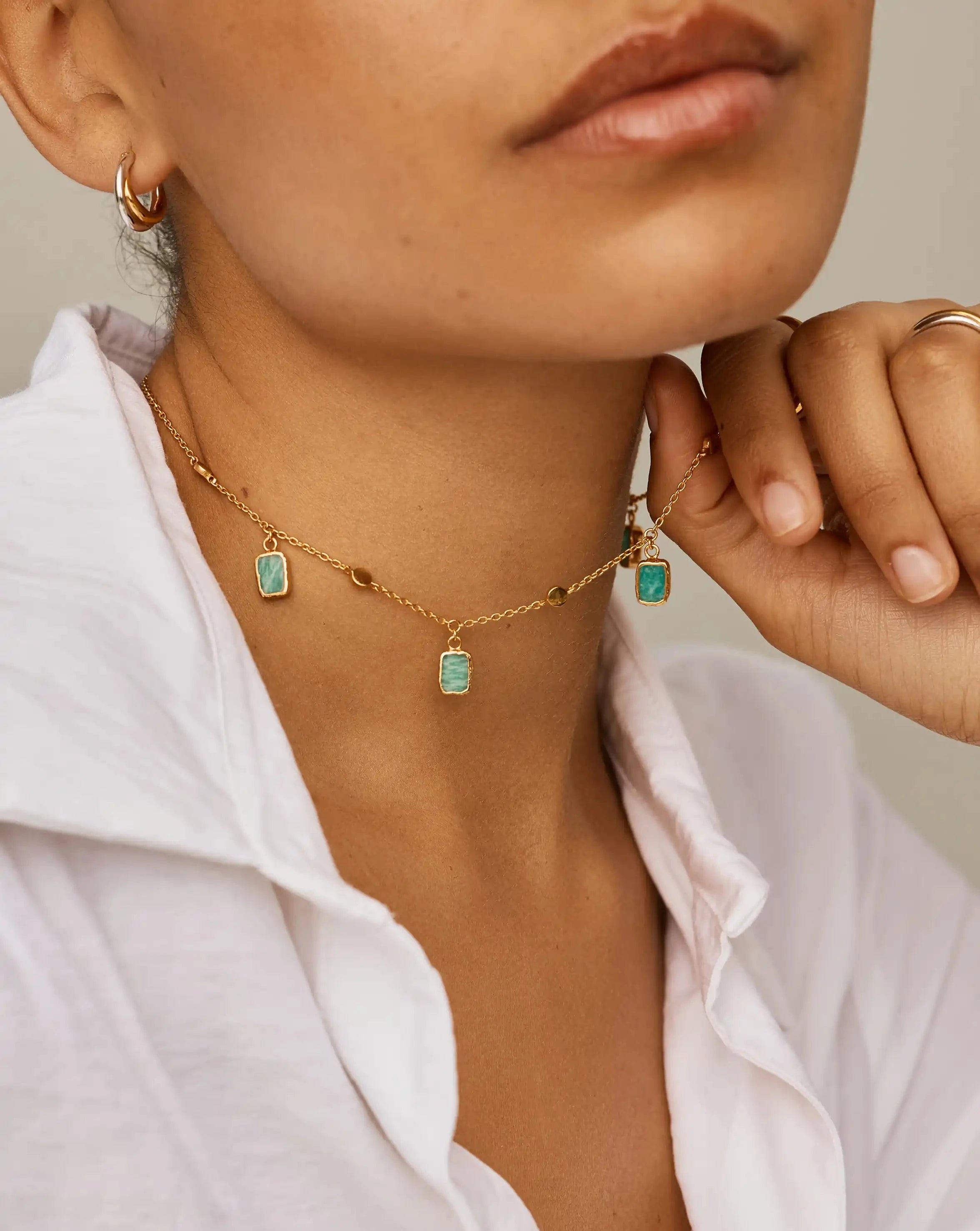 Missoma Lena Charm Choker | 18ct Gold Plated/Amazonite