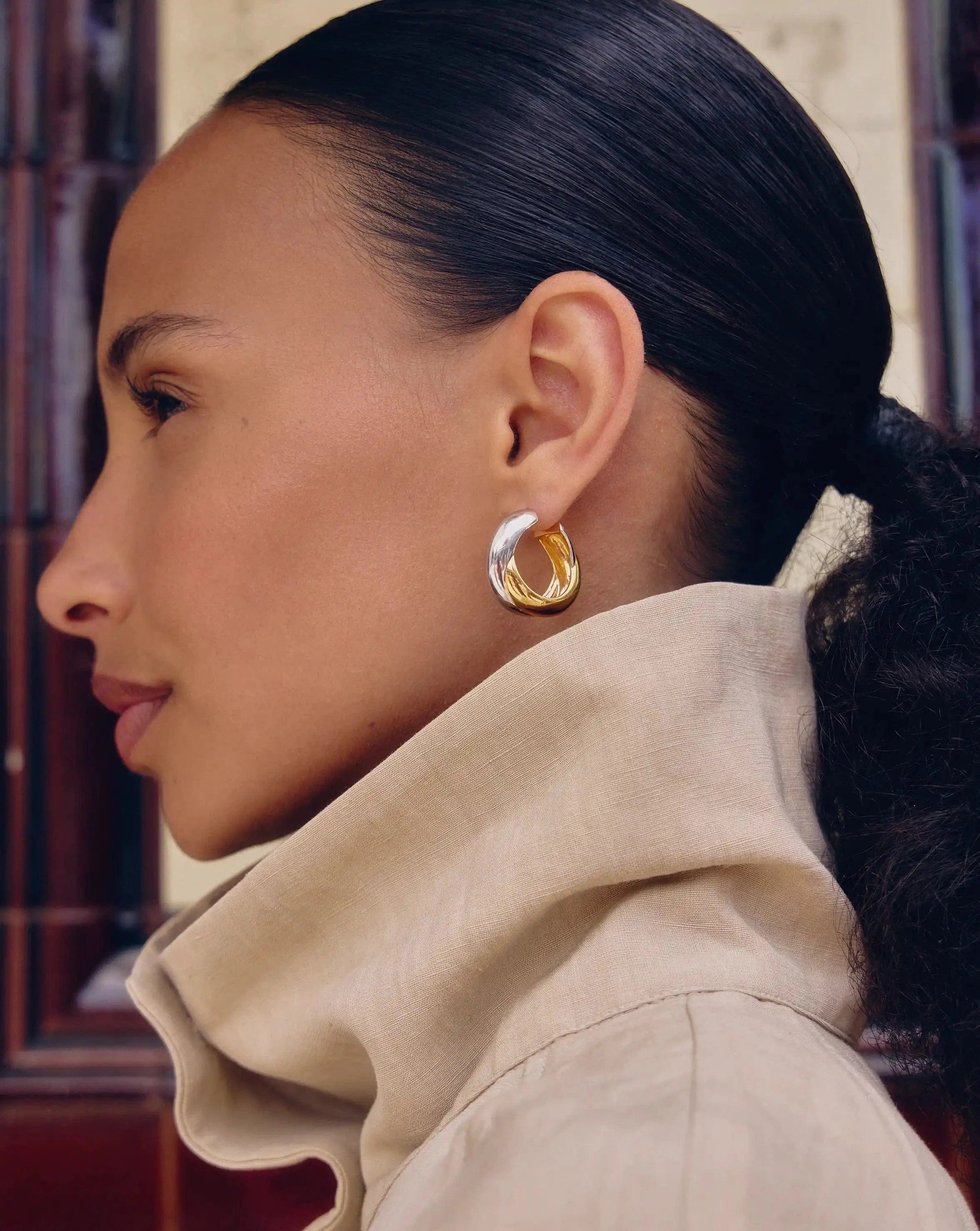 Missoma Lucy Williams Chunky Entwine Medium Hoop Earrings | Mixed Metal