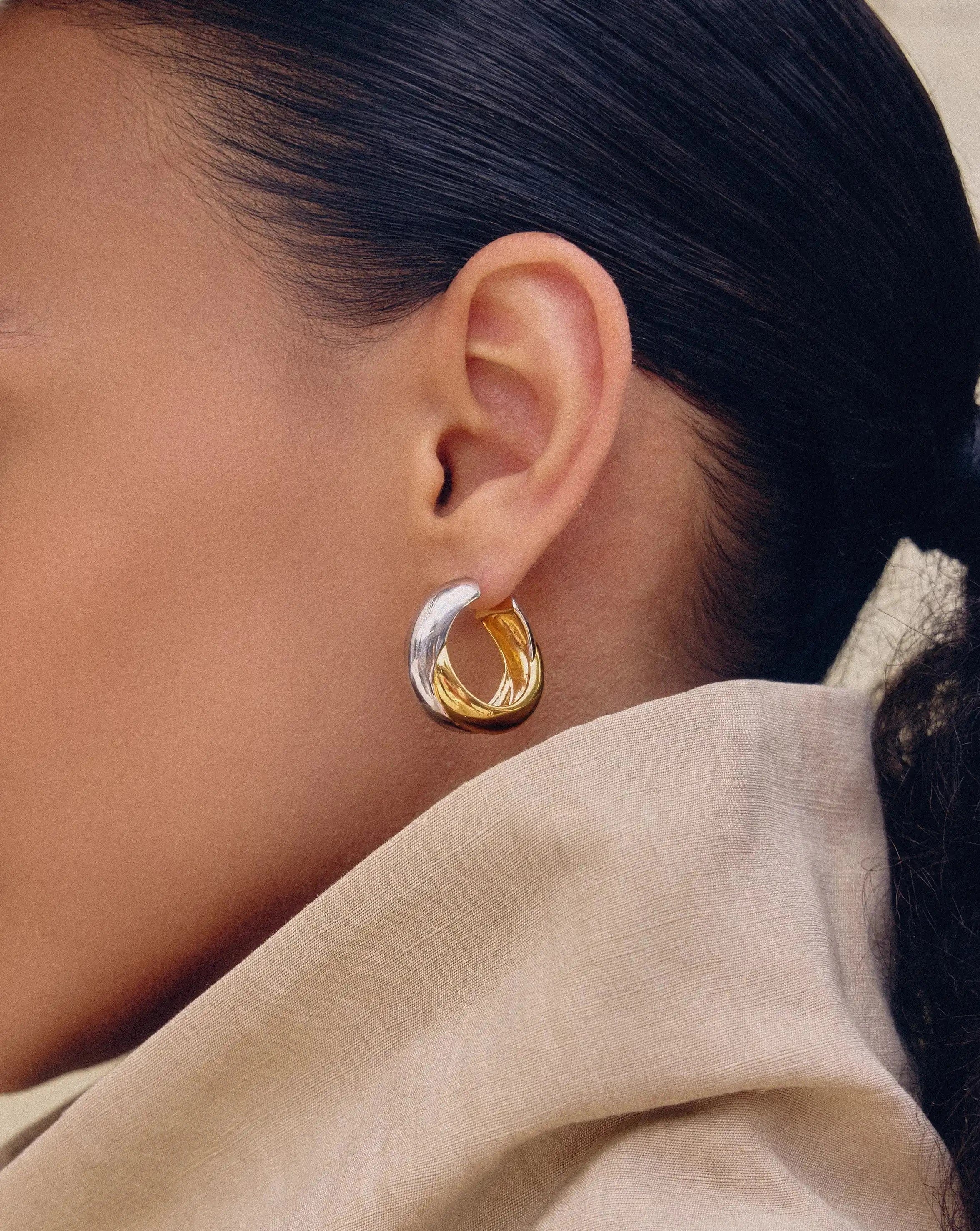 Missoma Lucy Williams Chunky Entwine Medium Hoop Earrings | Mixed Metal