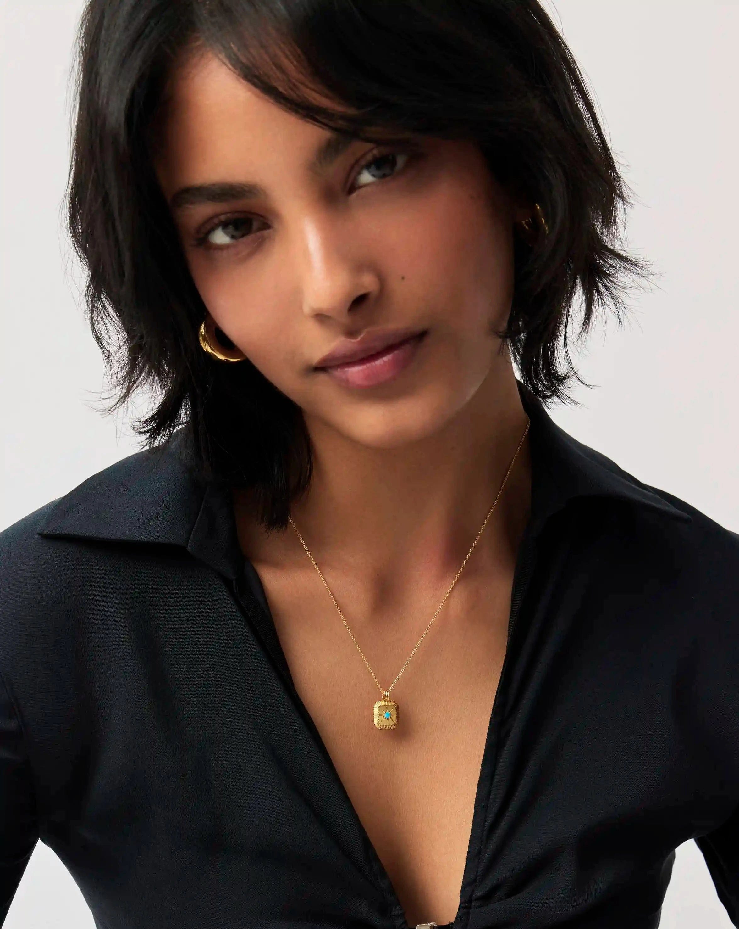 Missoma December Birthstone Pendant Necklace | 18ct Gold Vermeil/Dyed Turquoise Magnesite