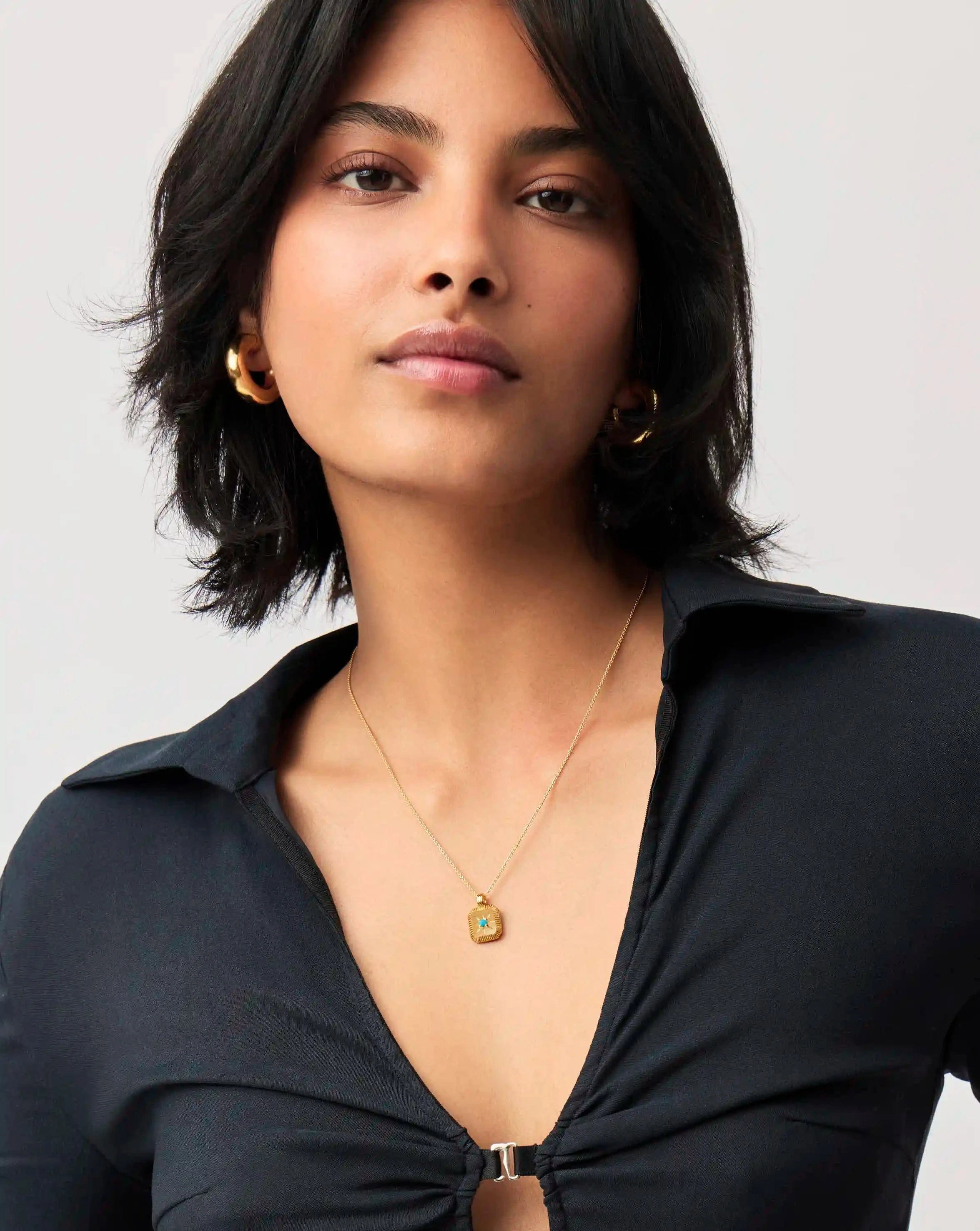 Missoma December Birthstone Pendant Necklace | 18ct Gold Vermeil/Dyed Turquoise Magnesite