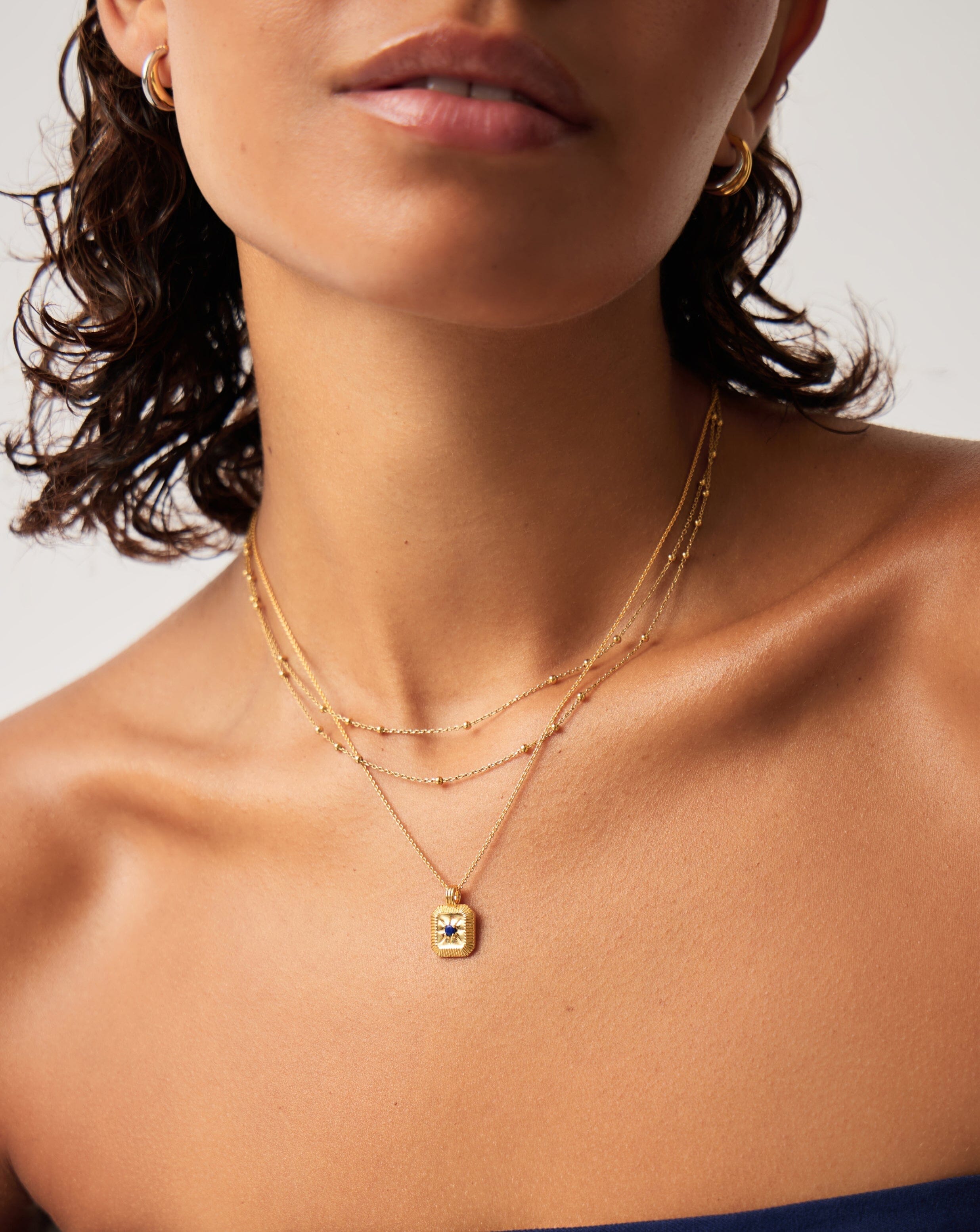Missoma September Birthstone Pendant Necklace | 18ct Gold Vermeil/Lapis