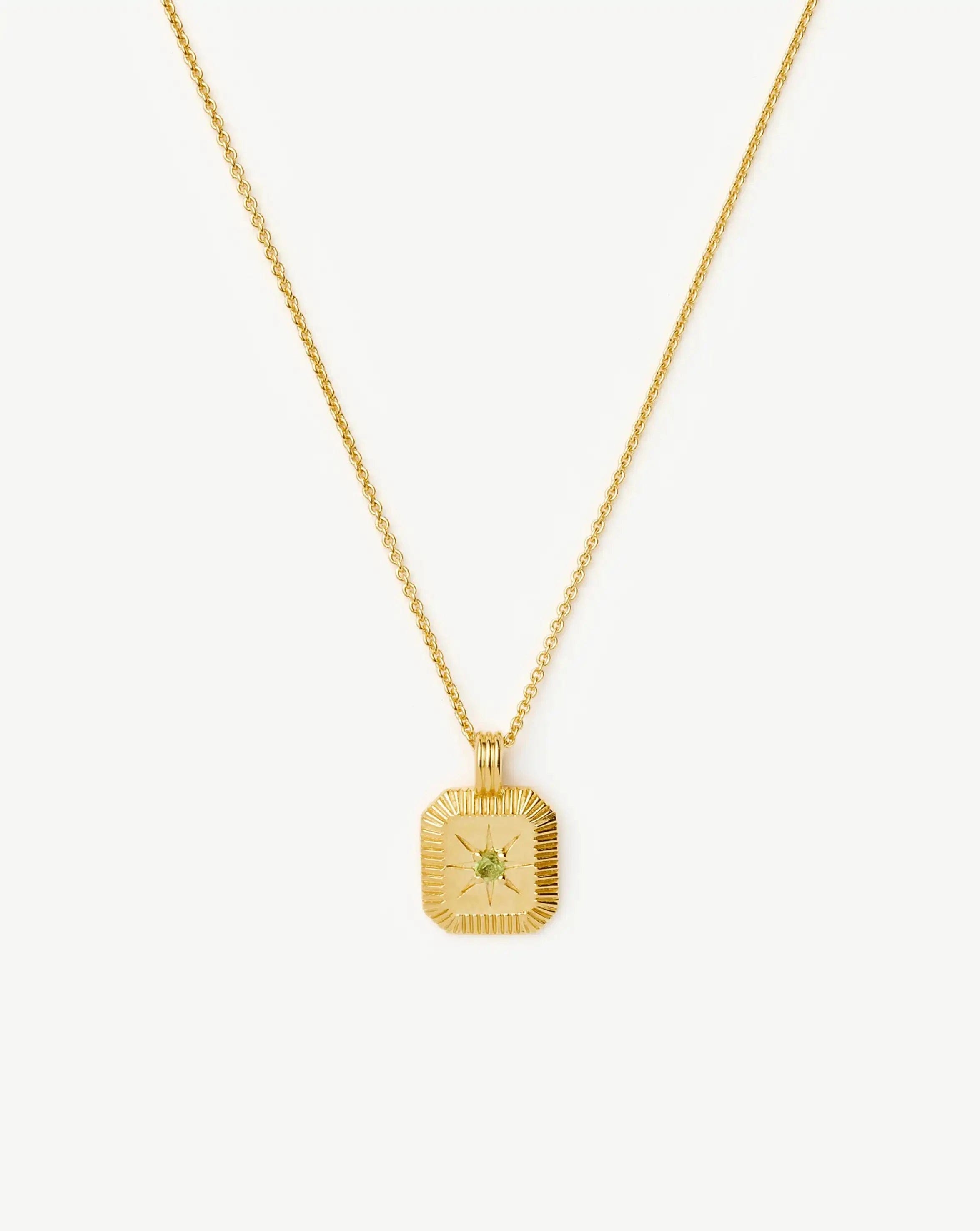 Missoma August Birthstone Pendant Necklace | 18ct Gold Vermeil/Peridot