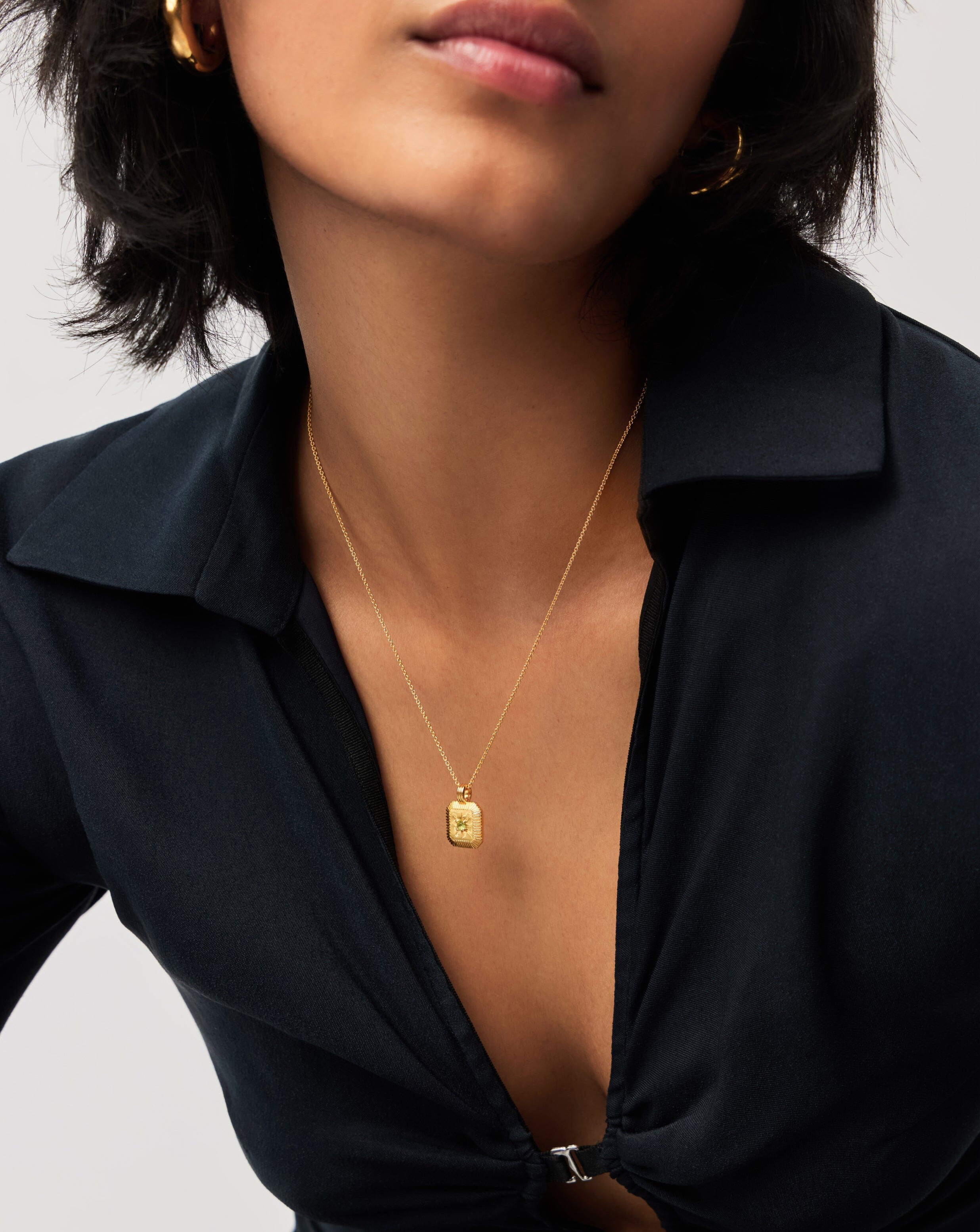 Missoma August Birthstone Pendant Necklace | 18ct Gold Vermeil/Peridot