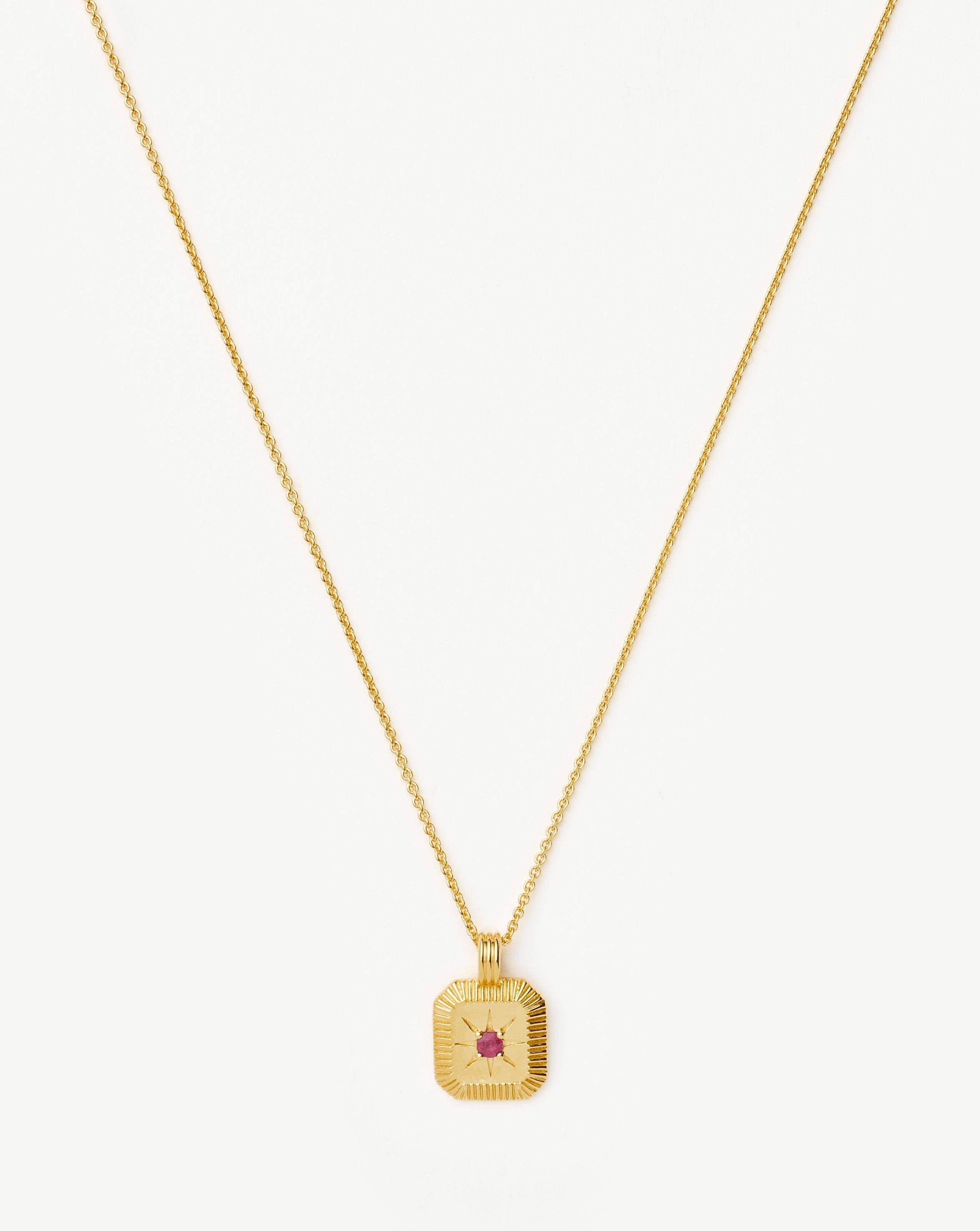 Missoma July Birthstone Pendant Necklace | 18ct Gold Vermeil/Glass Filled Ruby