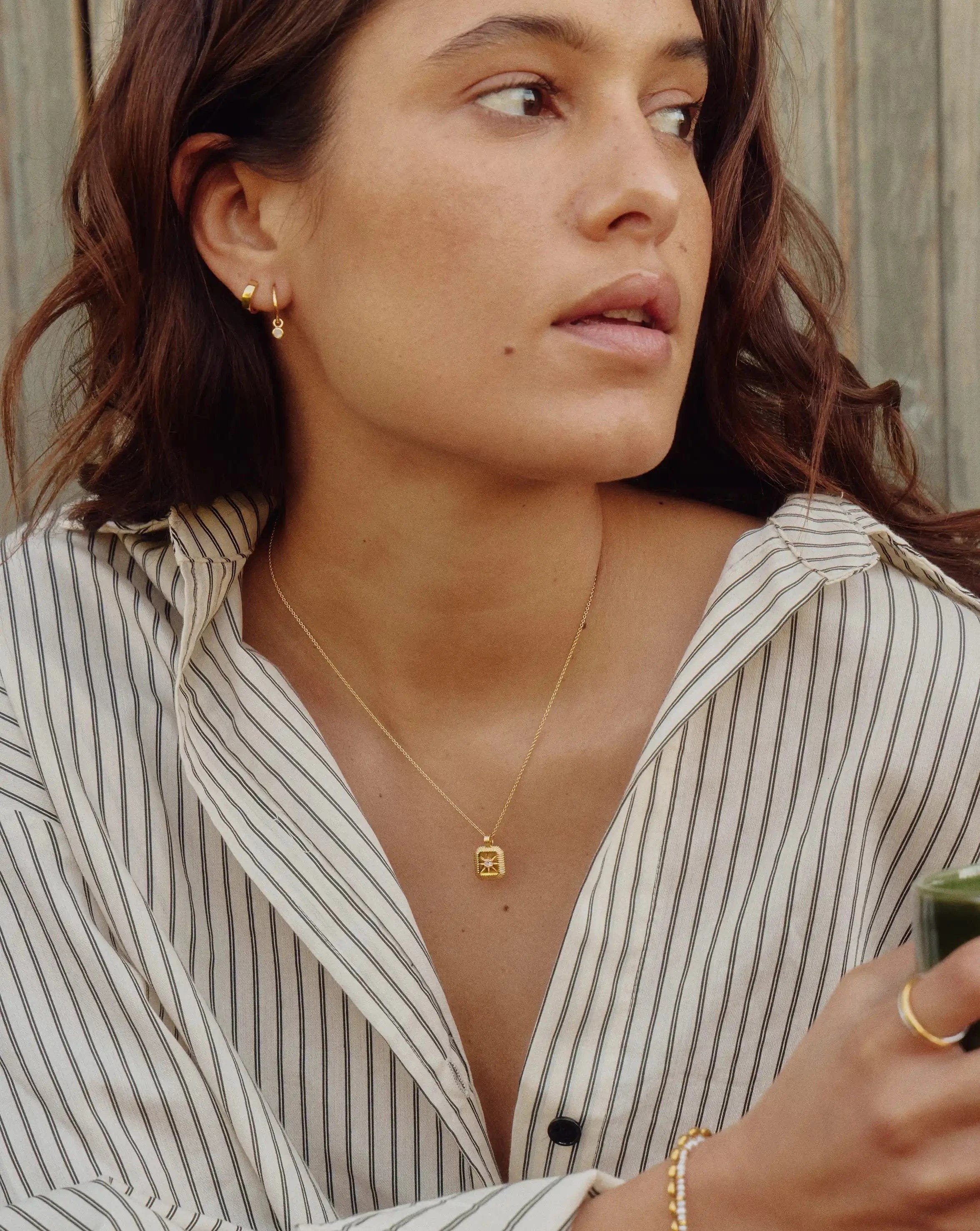 Missoma June Birthstone Pendant Necklace | 18ct Gold Vermeil/Rainbow Moonstone
