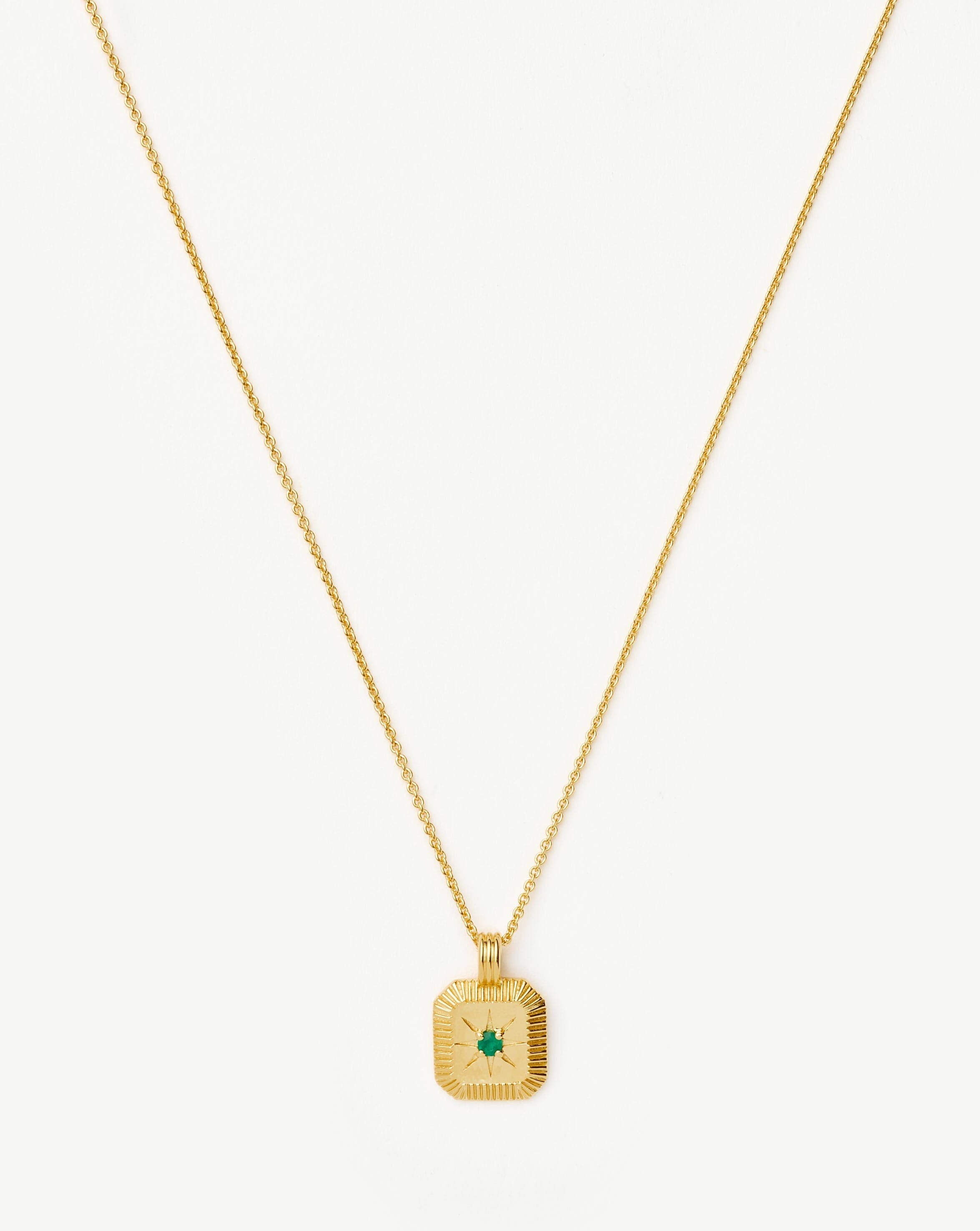 Missoma May Birthstone Pendant Necklace | 18ct Gold Vermeil/Green Onyx