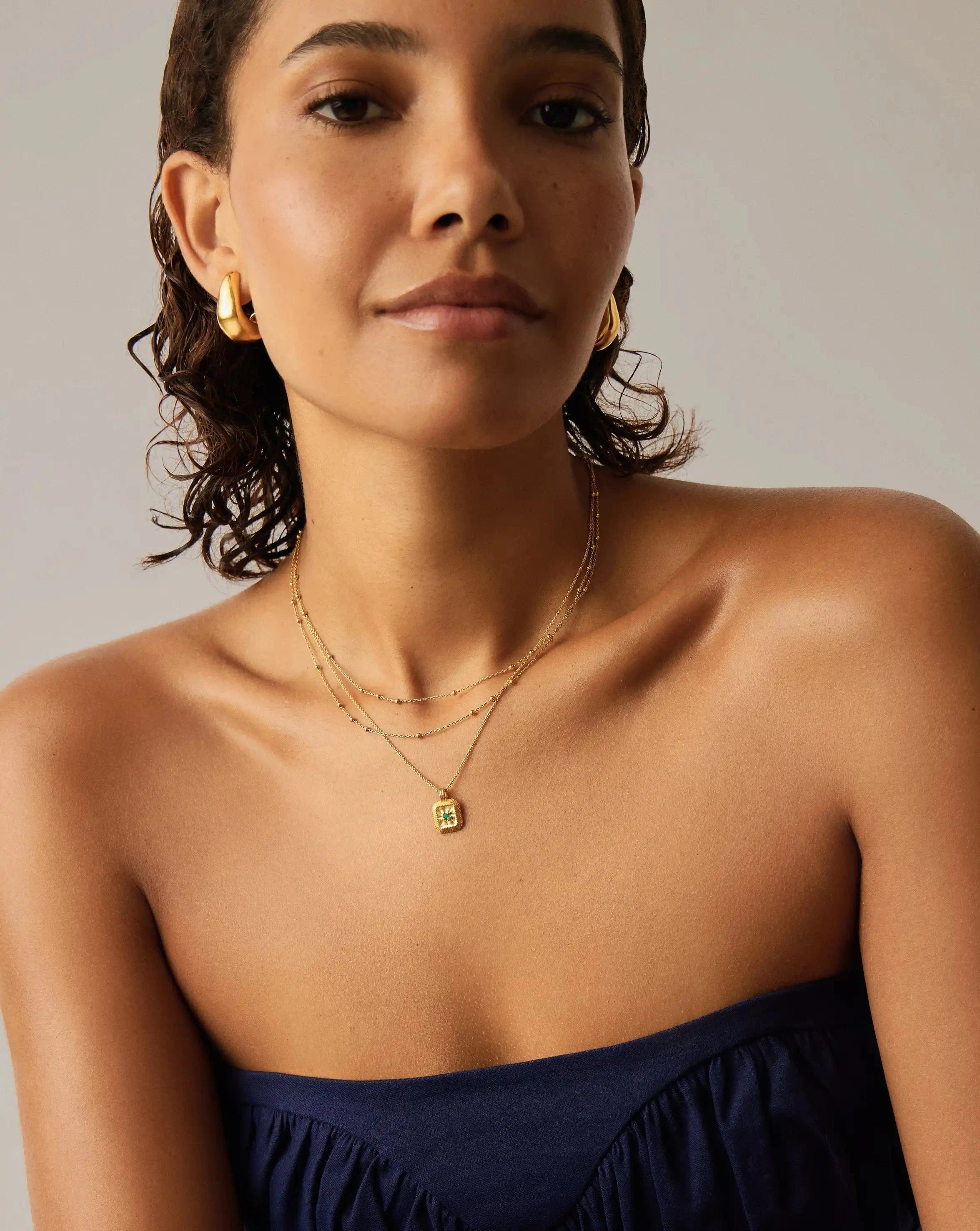 Missoma May Birthstone Pendant Necklace | 18ct Gold Vermeil/Green Onyx