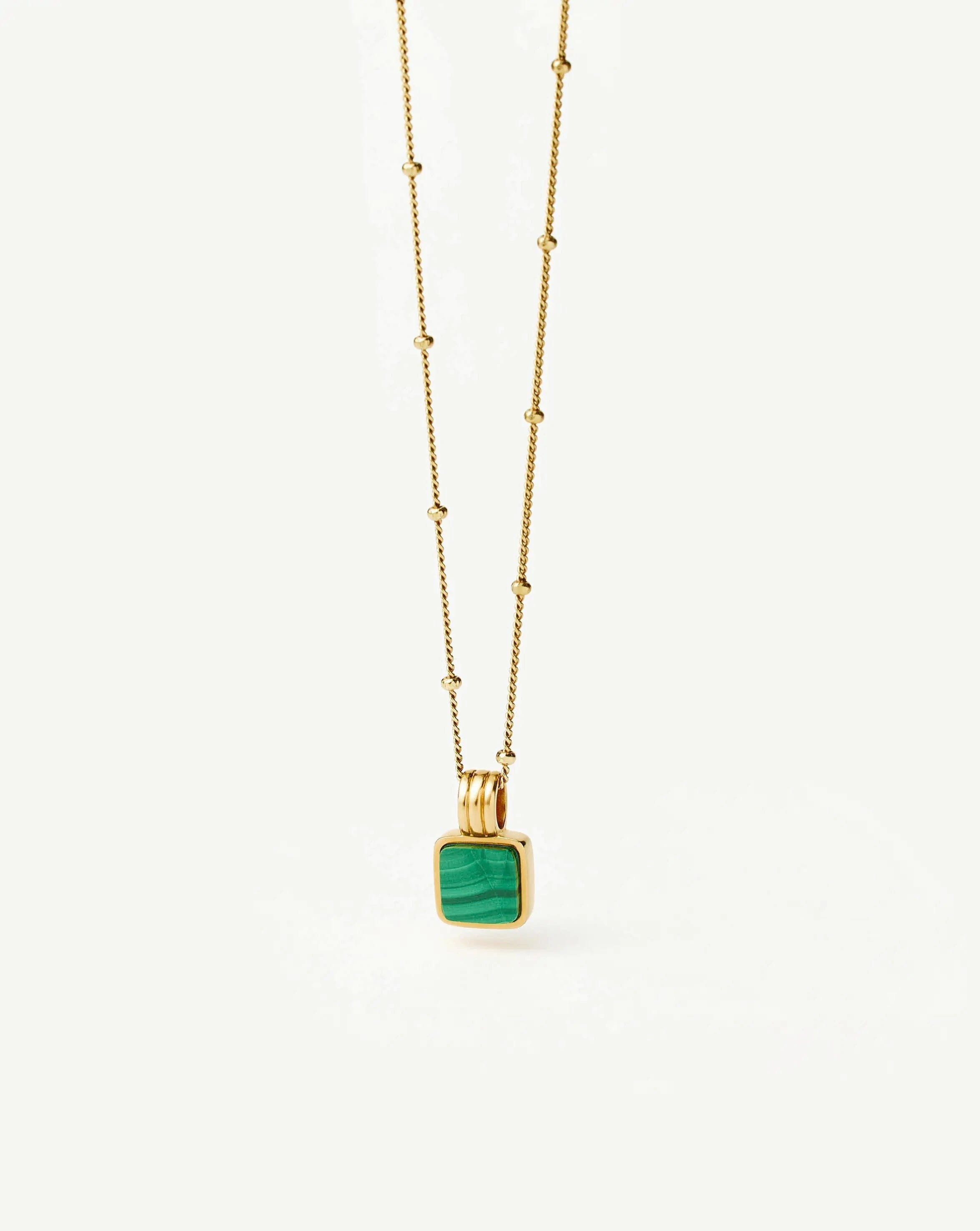 Missoma Lucy Williams Square Malachite Necklace | 18ct Gold Vermeil/Malachite