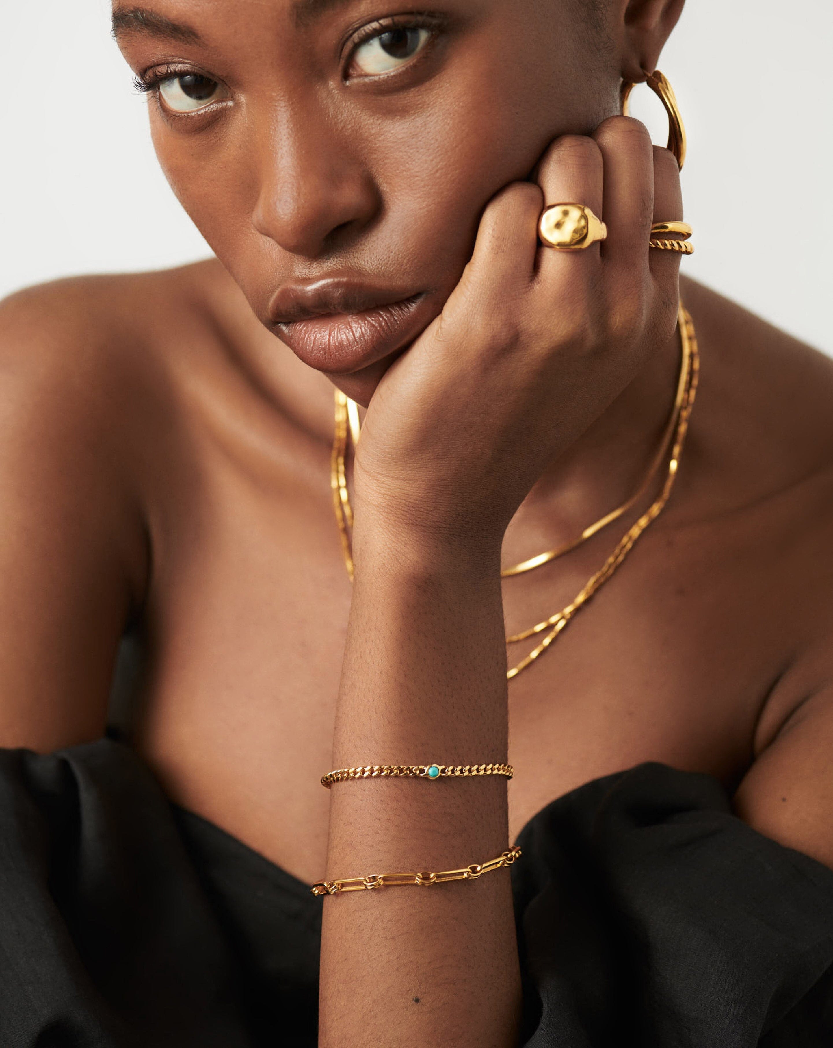 Missoma December Birthstone Chain Bracelet | 18ct Gold Plated Vermeil/Turquoise