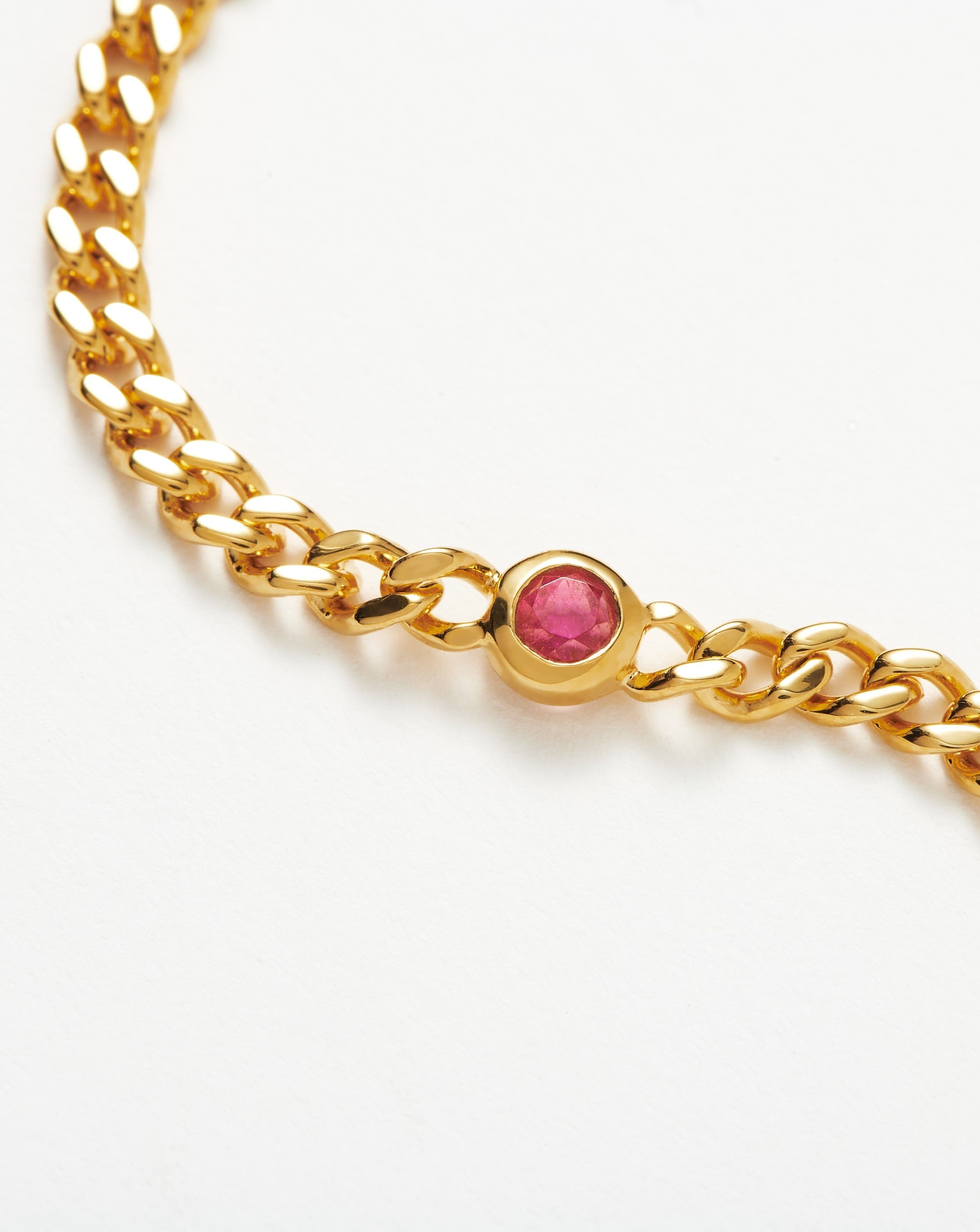 Missoma October Birthstone Chain Bracelet | 18ct Gold Plated Vermeil/Pink Tourmaline