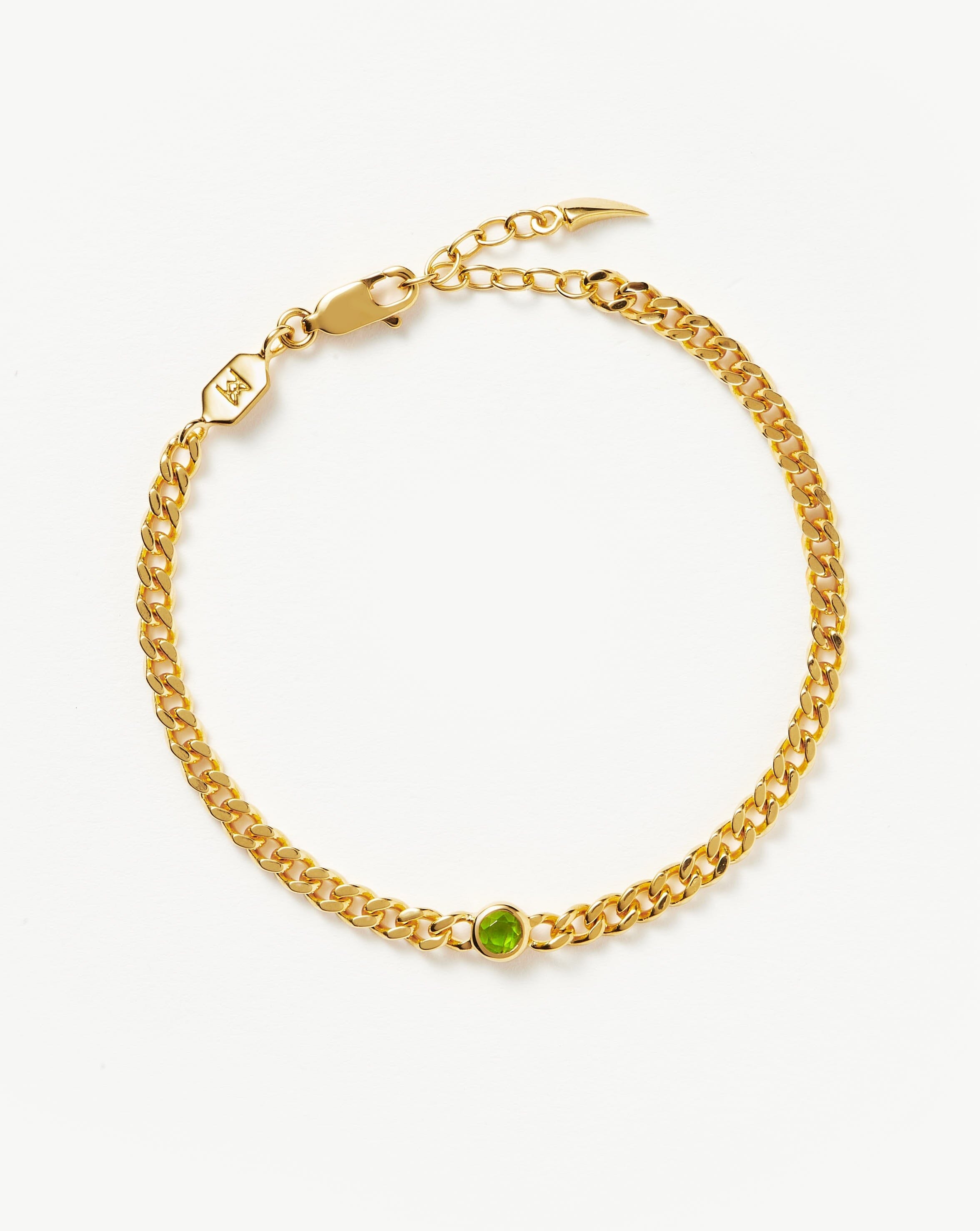 Missoma August Birthstone Chain Bracelet | 18ct Gold Plated Vermeil/Peridot