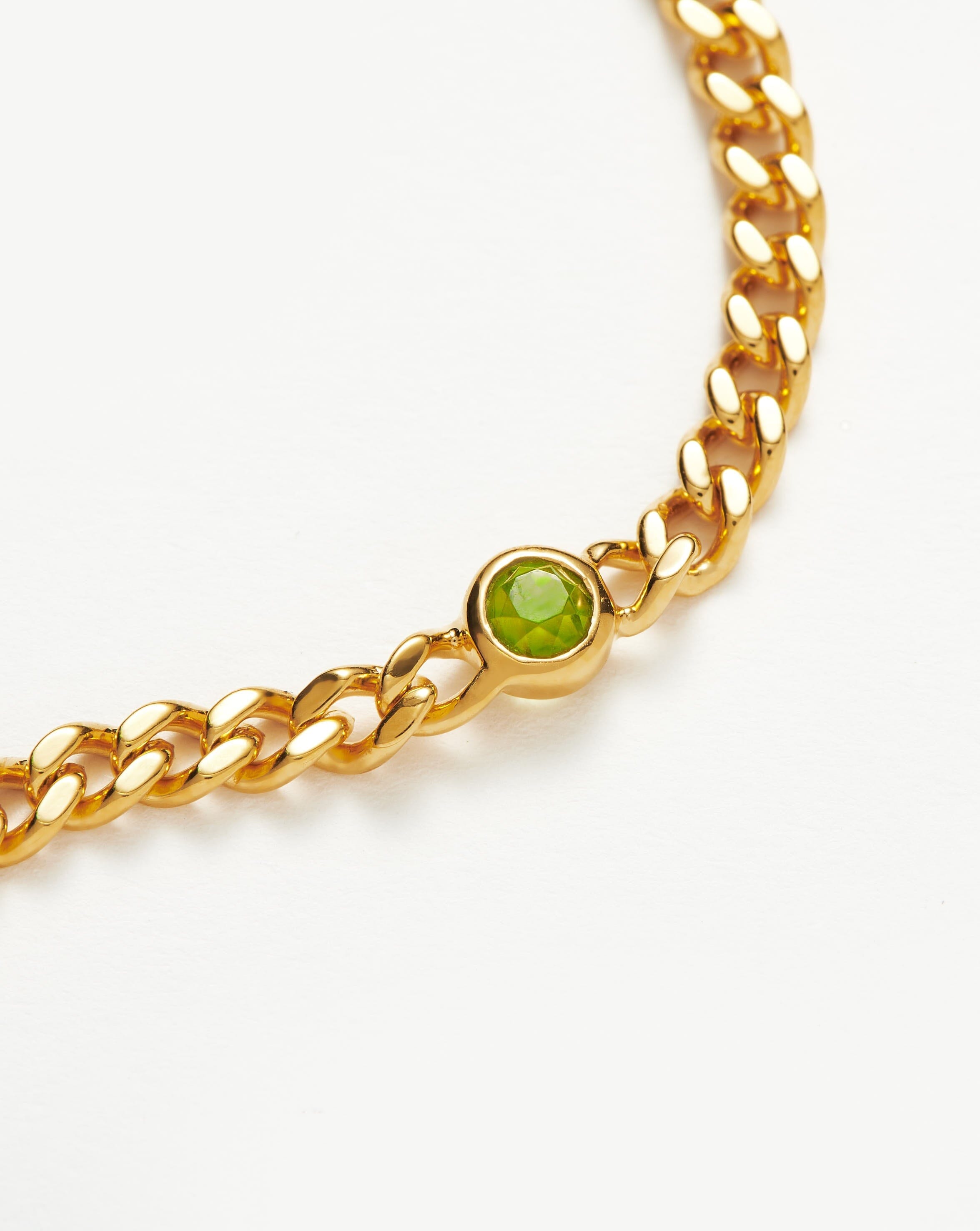 Missoma August Birthstone Chain Bracelet | 18ct Gold Plated Vermeil/Peridot
