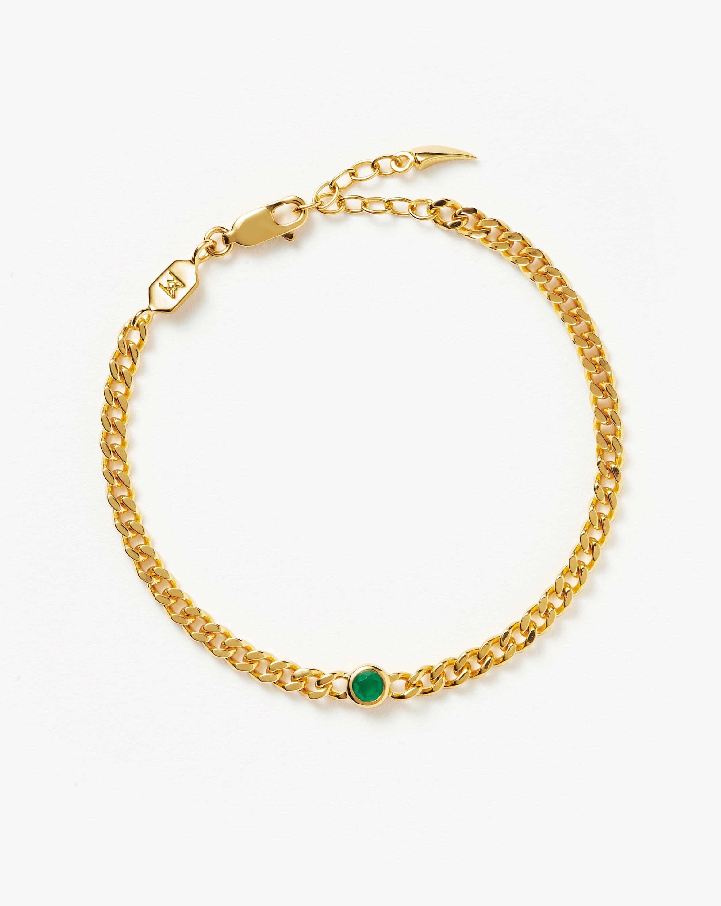 Missoma May Birthstone Chain Bracelet | 18ct Gold Plated Vermeil/Green Onyx
