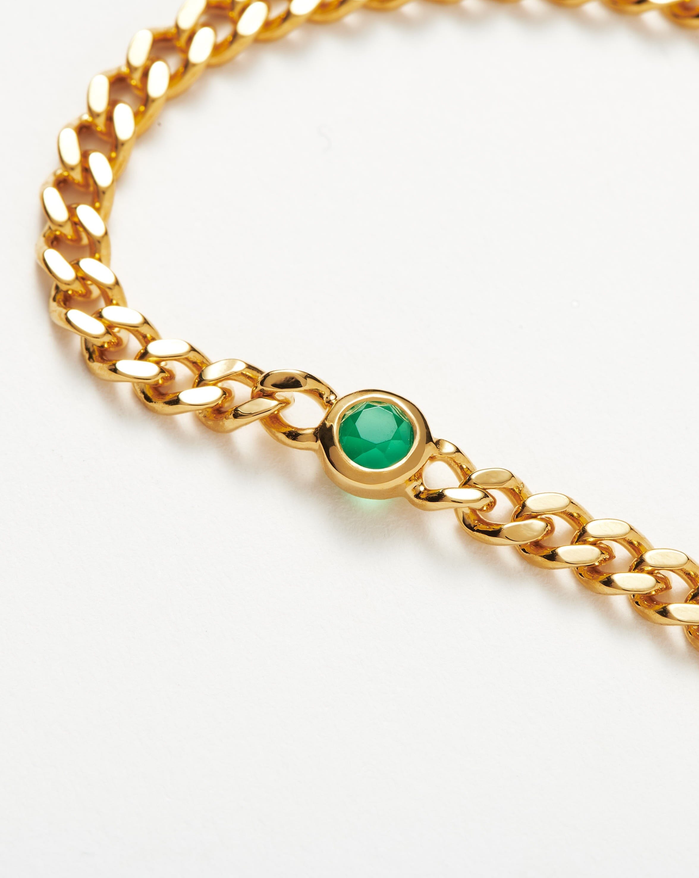 Missoma May Birthstone Chain Bracelet | 18ct Gold Plated Vermeil/Green Onyx