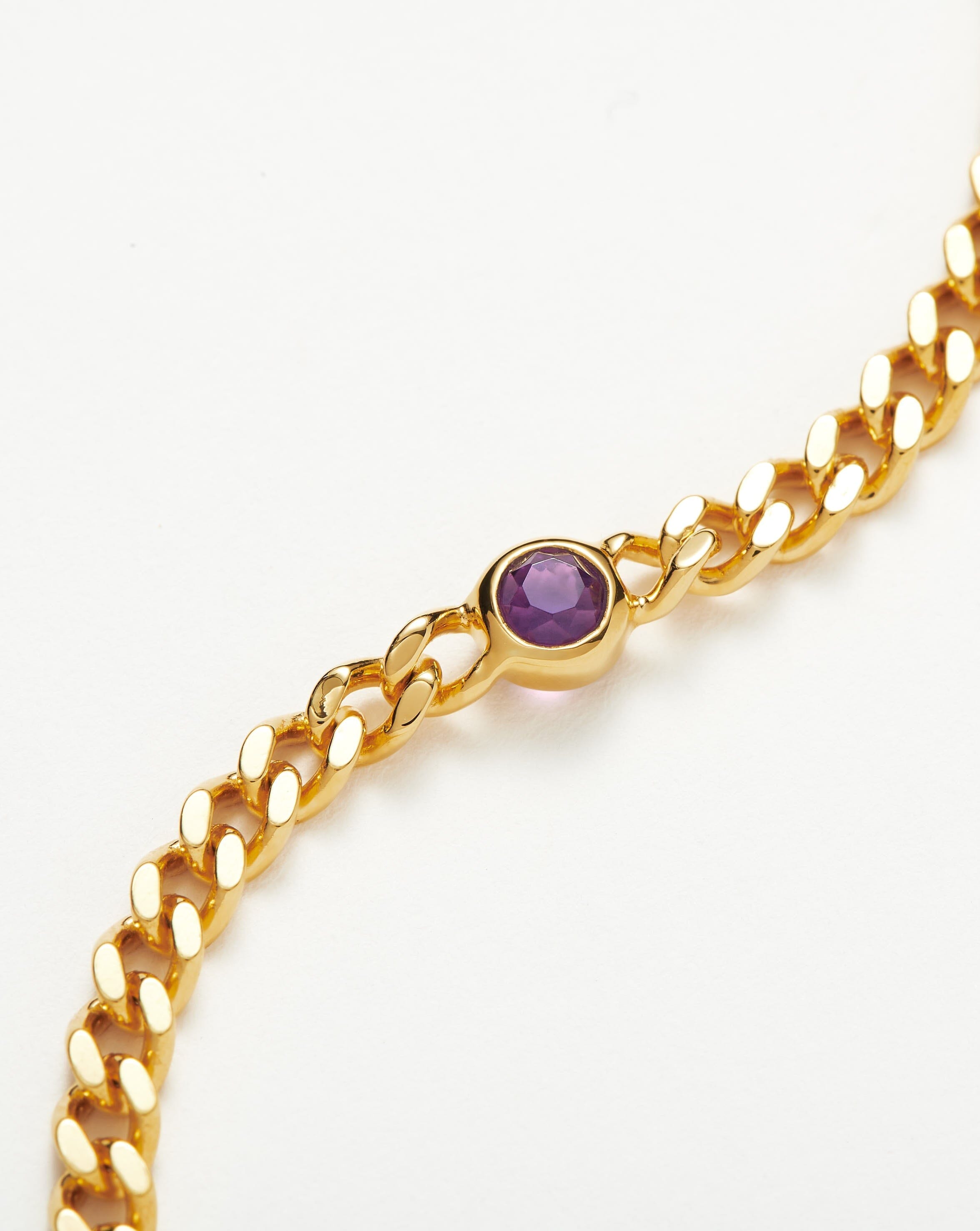Missoma February Birthstone Chain Bracelet | 18ct Gold Plated Vermeil/Amethyst