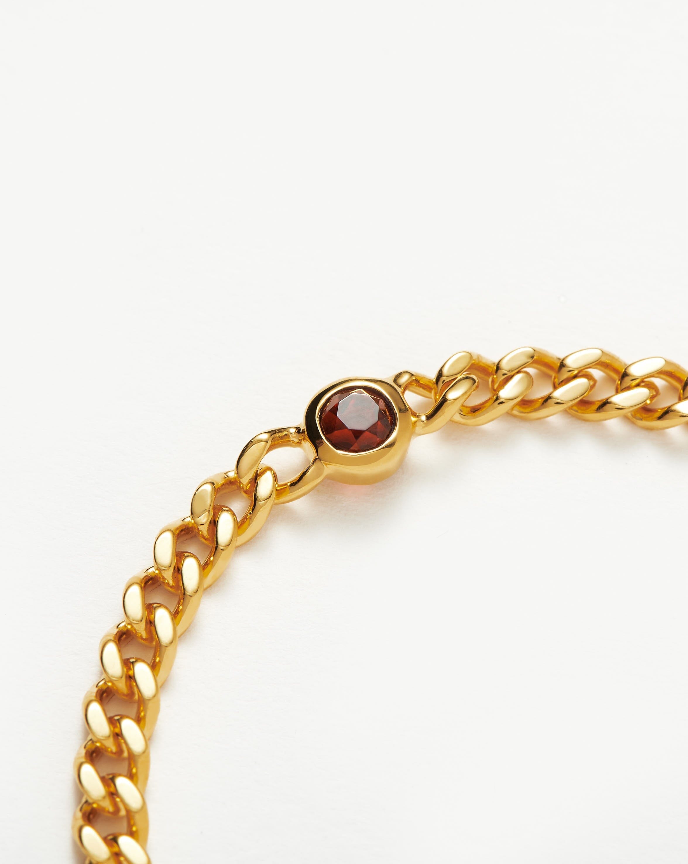 Missoma January Birthstone Chain Bracelet | 18ct Gold Plated Vermeil/Garnet