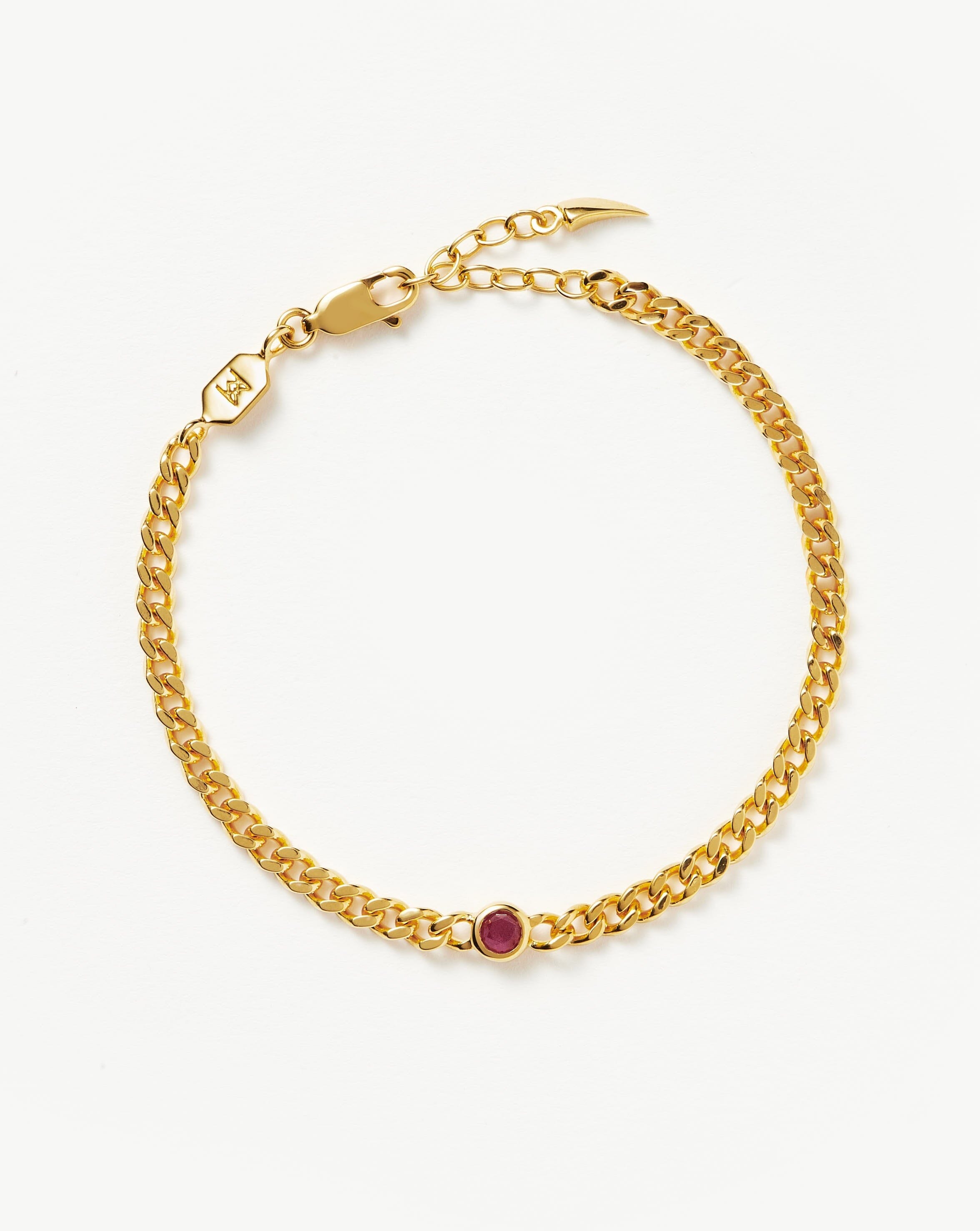 Missoma July Birthstone Chain Bracelet | 18ct Gold Plated Vermeil/Ruby