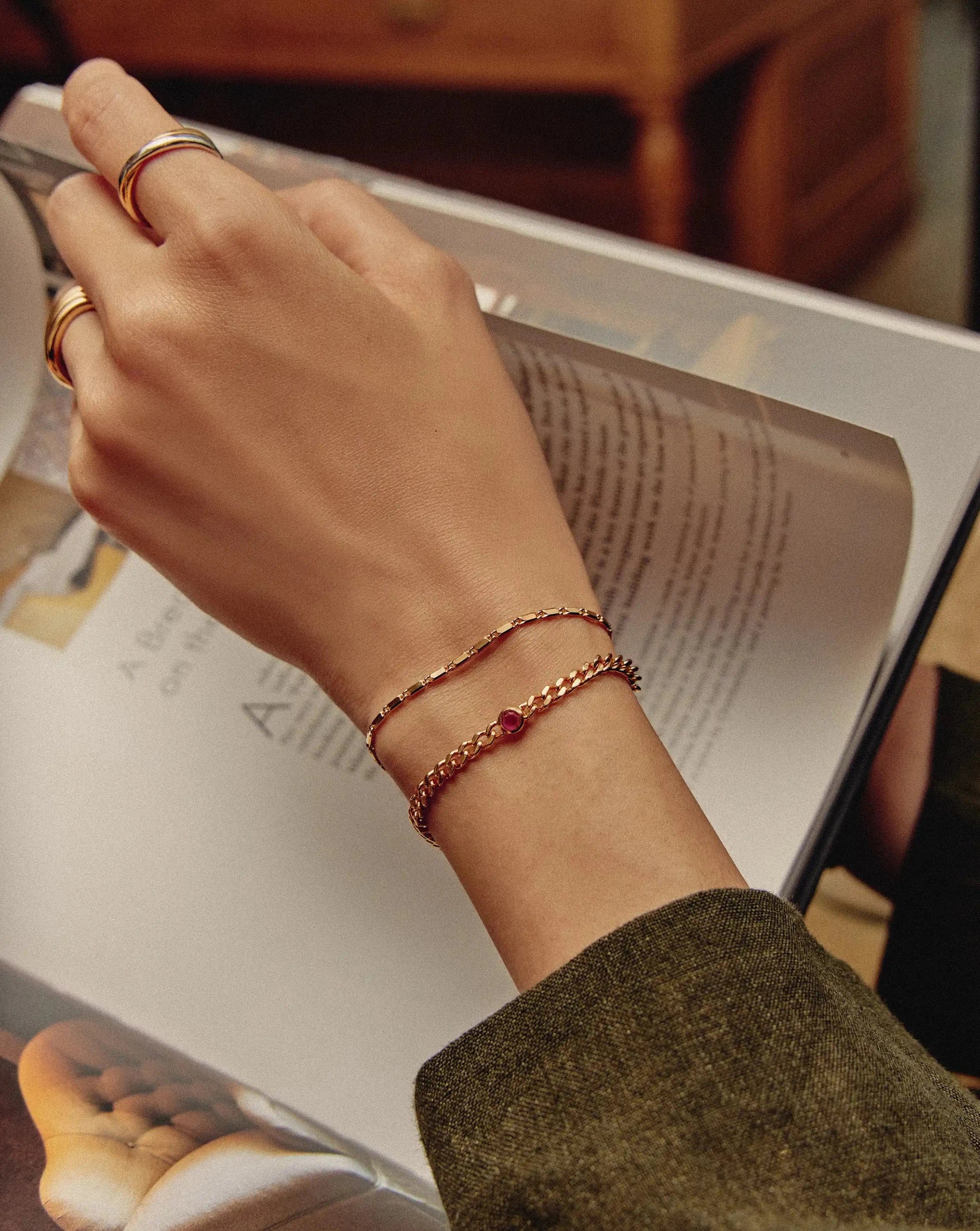 Missoma July Birthstone Chain Bracelet | 18ct Gold Plated Vermeil/Ruby
