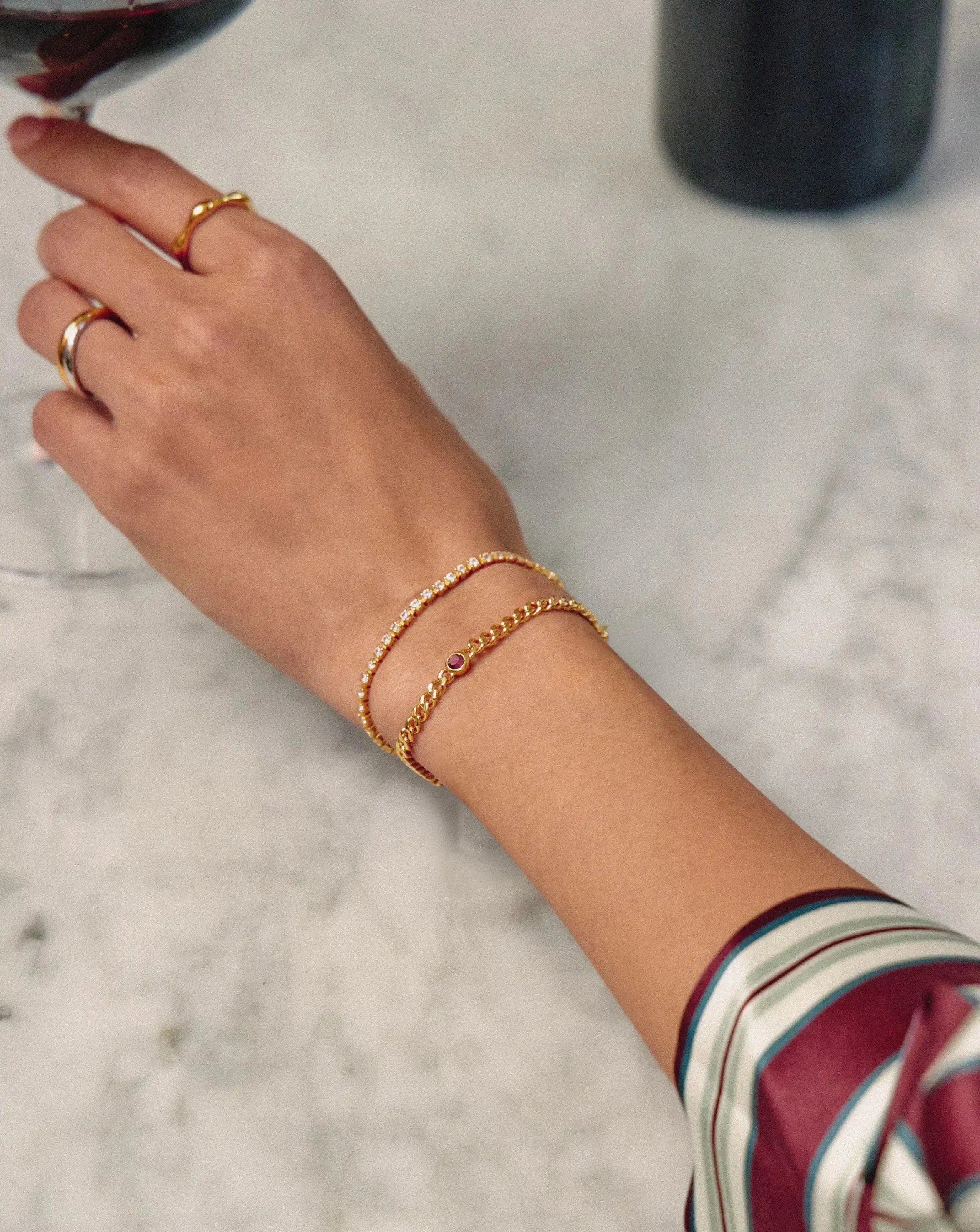 Missoma July Birthstone Chain Bracelet | 18ct Gold Plated Vermeil/Ruby