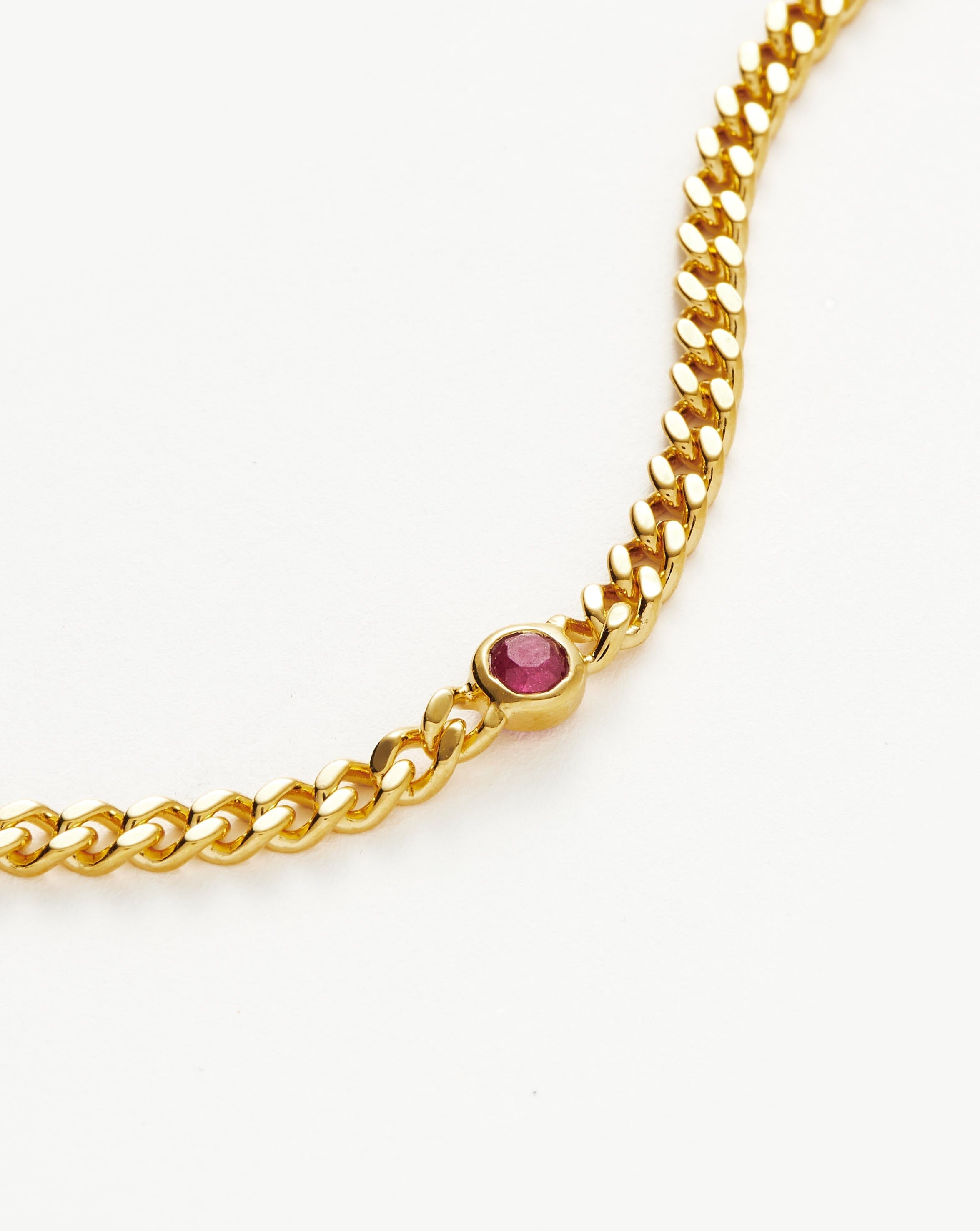 Missoma July Birthstone Chain Bracelet | 18ct Gold Plated Vermeil/Ruby