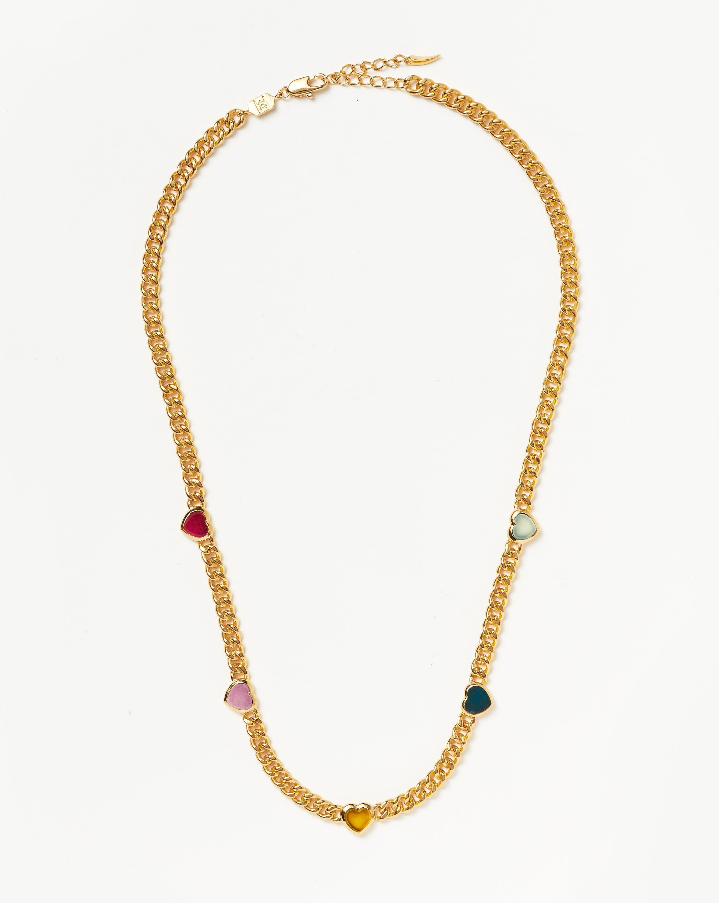 Missoma Jelly Heart Gemstone Charm Necklace | 18ct Gold Plated/Multi Quartz