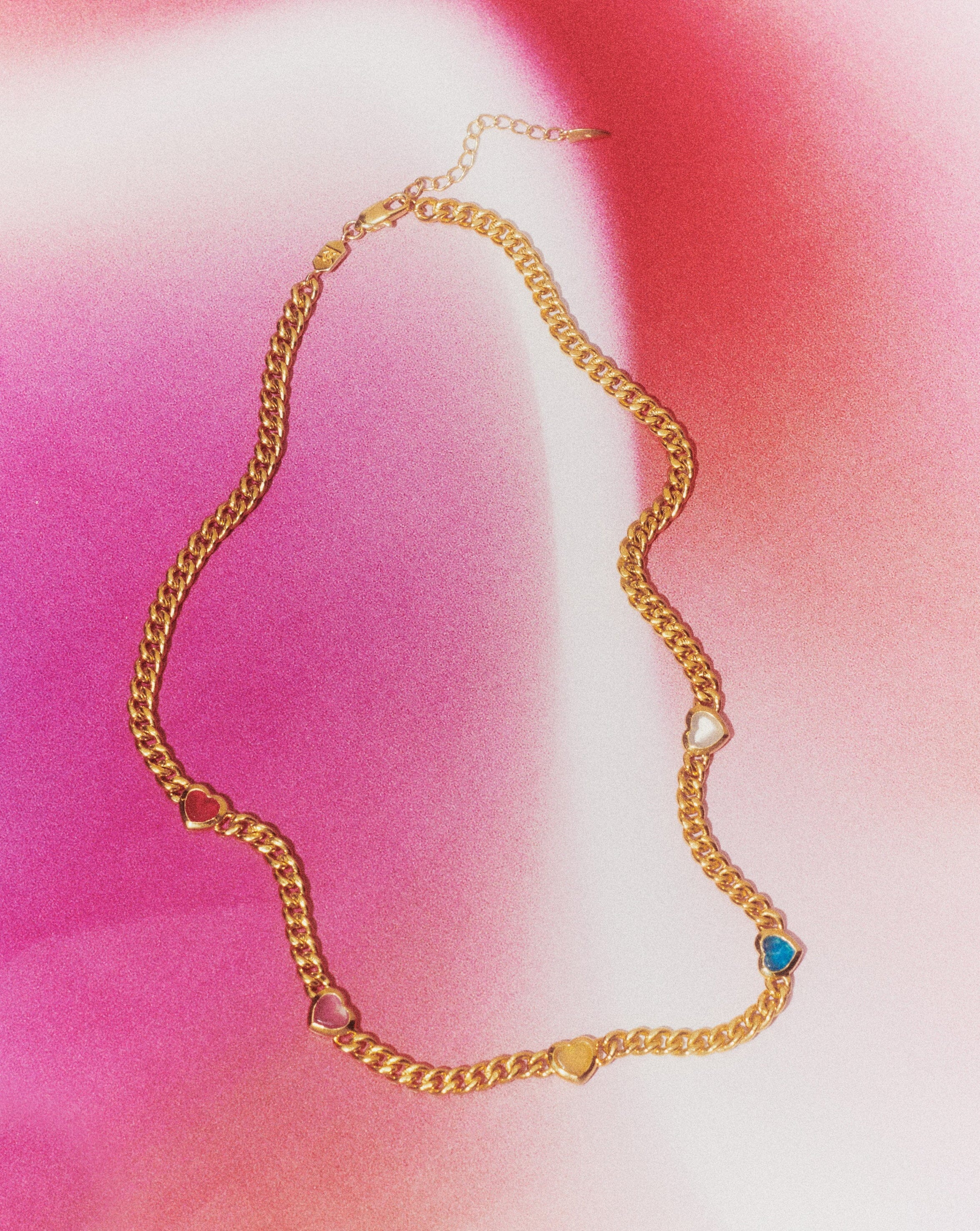 Missoma Jelly Heart Gemstone Charm Necklace | 18ct Gold Plated/Multi Quartz