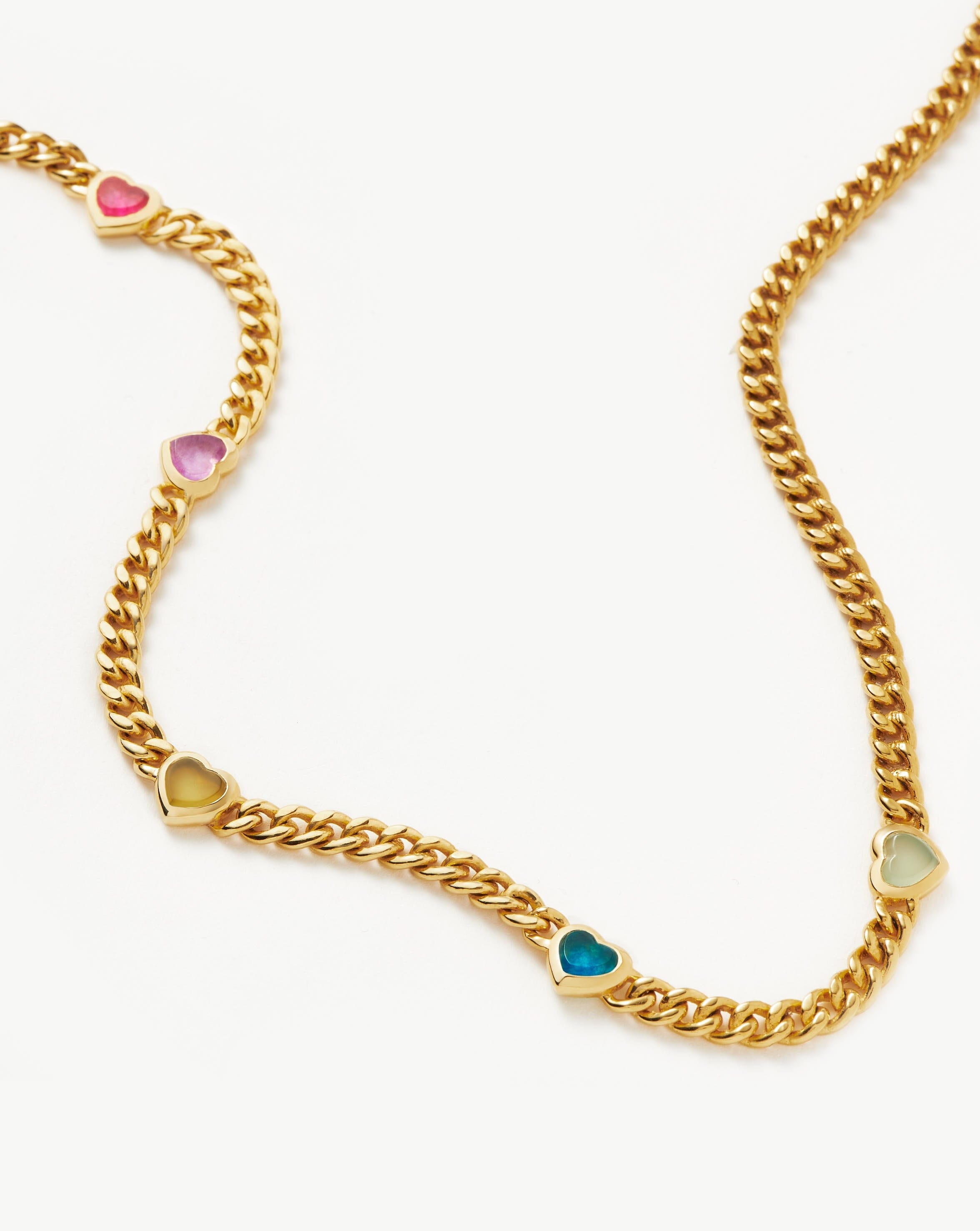 Missoma Jelly Heart Gemstone Charm Necklace | 18ct Gold Plated/Multi Quartz