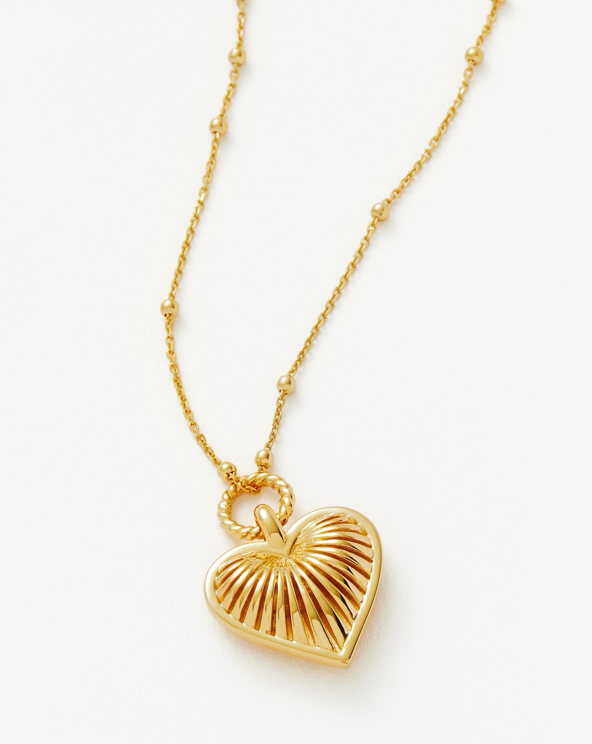 Missoma Ridge Heart Charm Pendant Necklace | 18ct Gold Plated