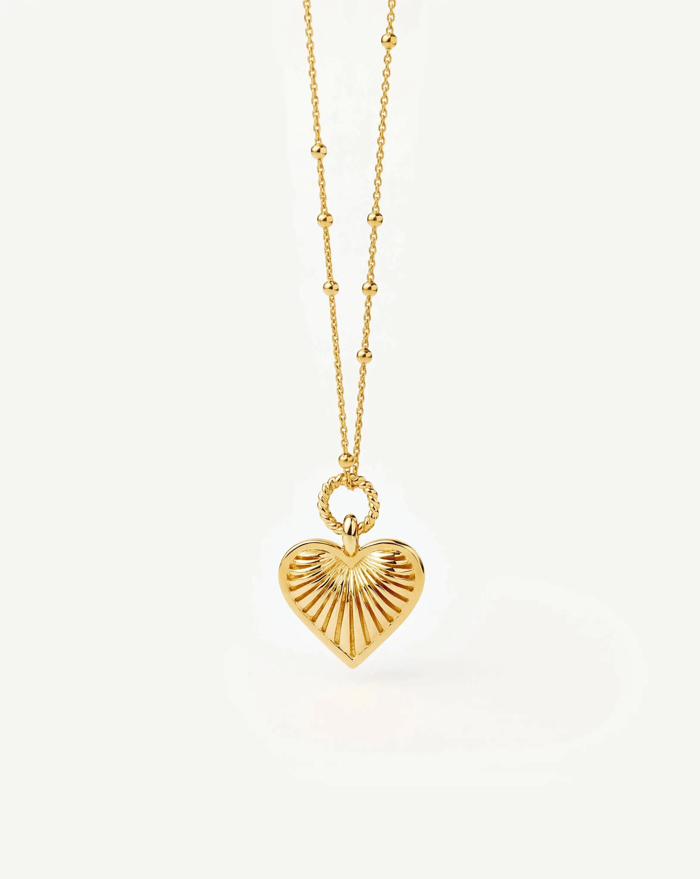 Missoma Ridge Heart Charm Pendant Necklace | 18ct Gold Plated