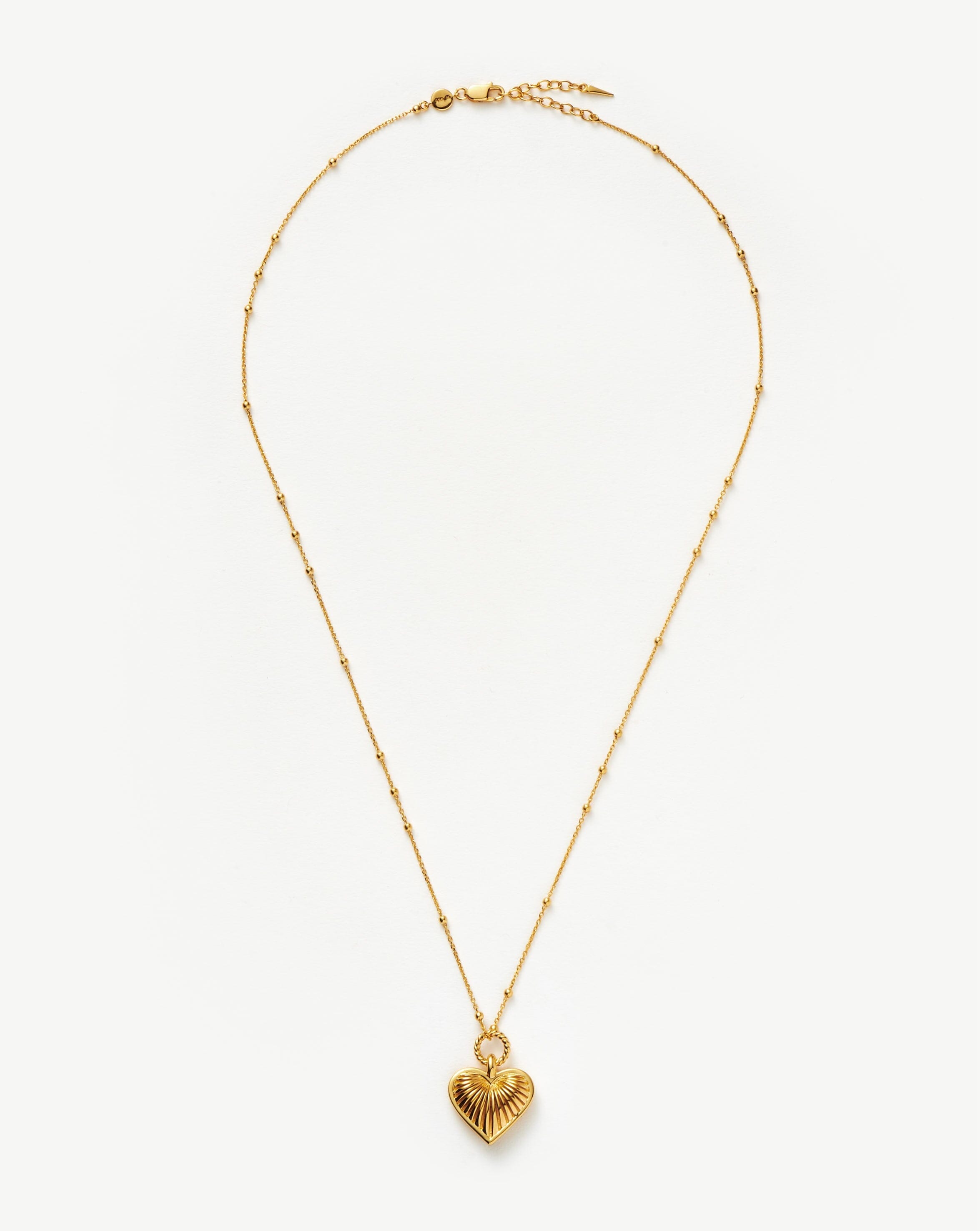 Missoma Ridge Heart Charm Pendant Necklace | 18ct Gold Plated