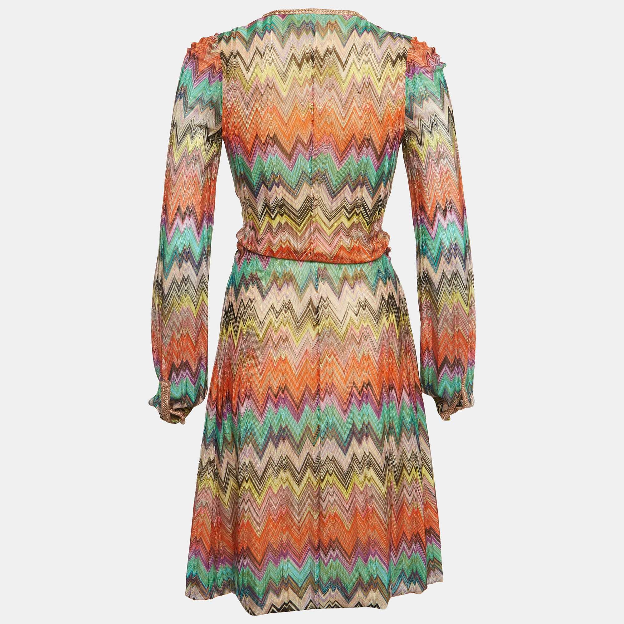 Missoni Multicolor Zig Zag Knit Mini Dress