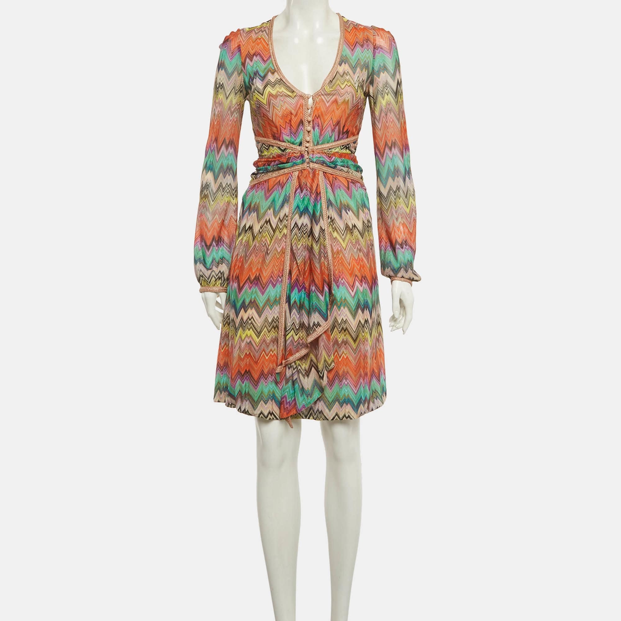Missoni Multicolor Zig Zag Knit Mini Dress