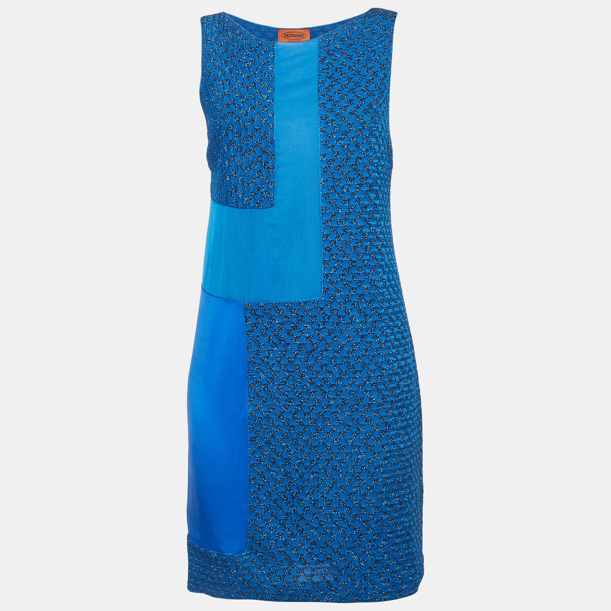 Missoni Blue Lurex Knit Sleeveless Mini Dress