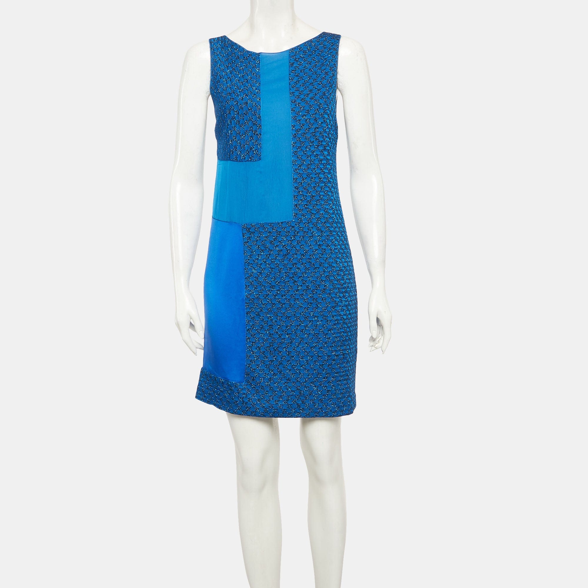 Missoni Blue Lurex Knit Sleeveless Mini Dress