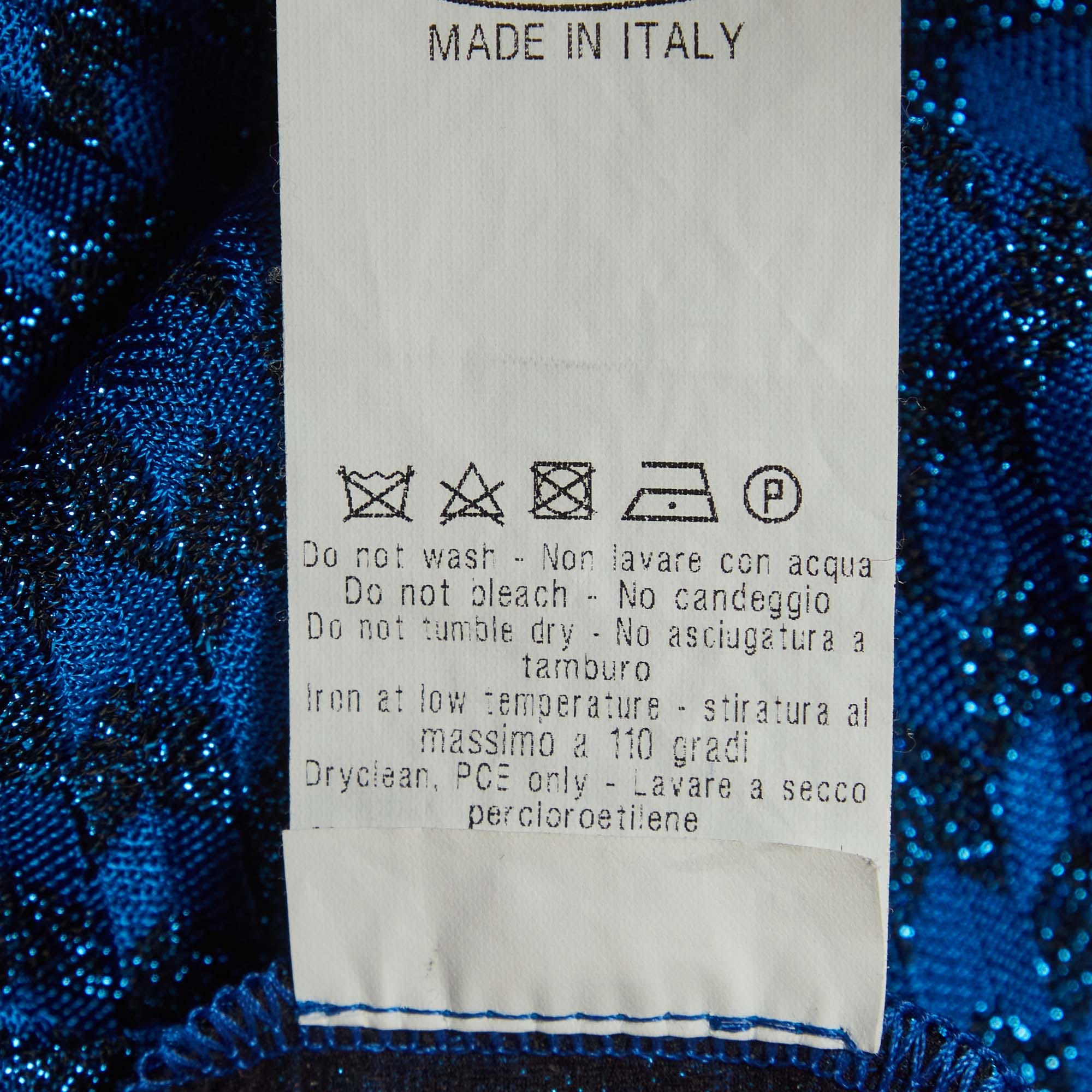 Missoni Blue Lurex Knit Sleeveless Mini Dress